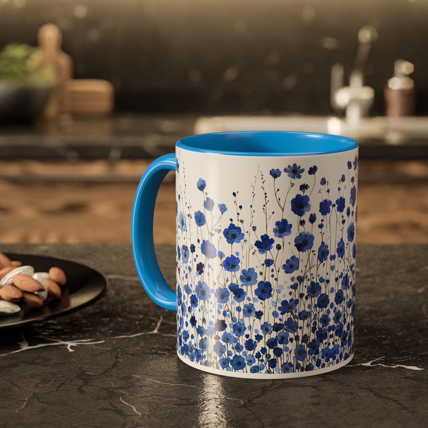 Field of Blue Flowers - Accent Coffee Mug (11, 15oz) - 10645