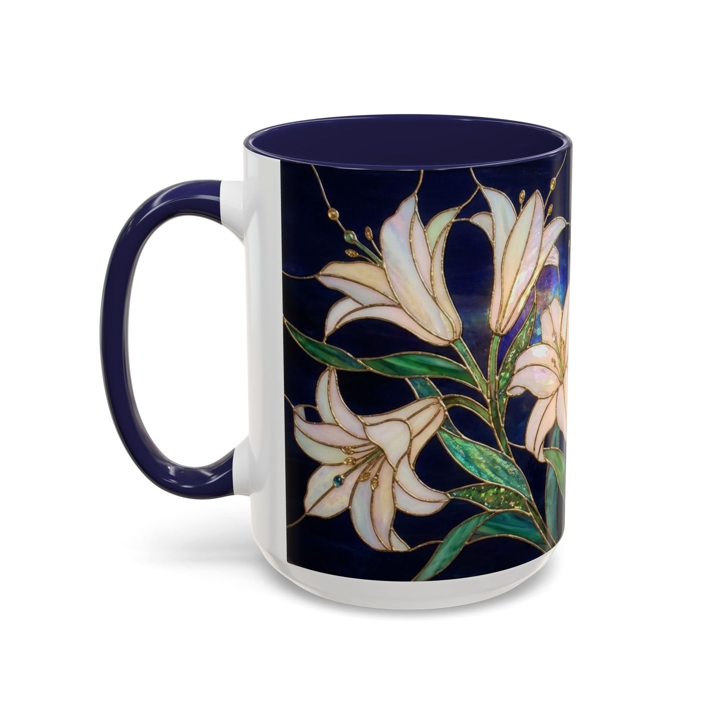 Lily Floral Accent Coffee Mug — Stained Glass Style 11/15oz - 14575
