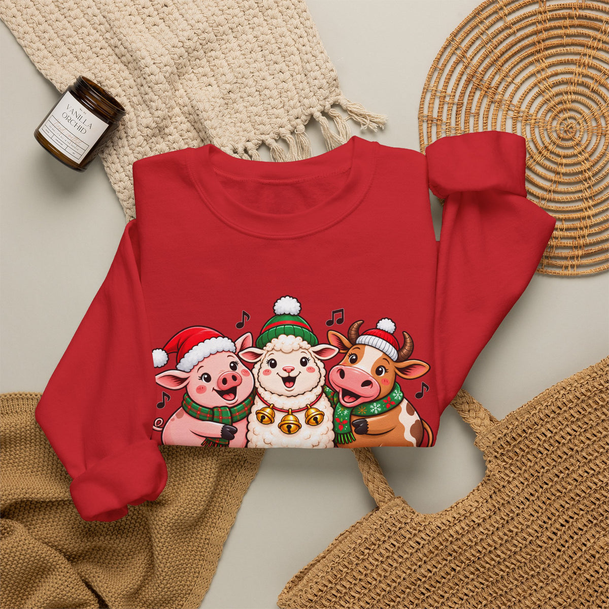 Christmas Farm Animal Friends Sweatshirt, Cute Holiday Crewneck - 14560