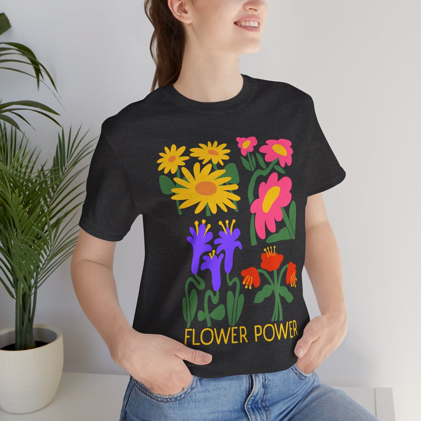 Flower Power T-Shirt — Retro Colorful Floral Graphic Tee - 14964