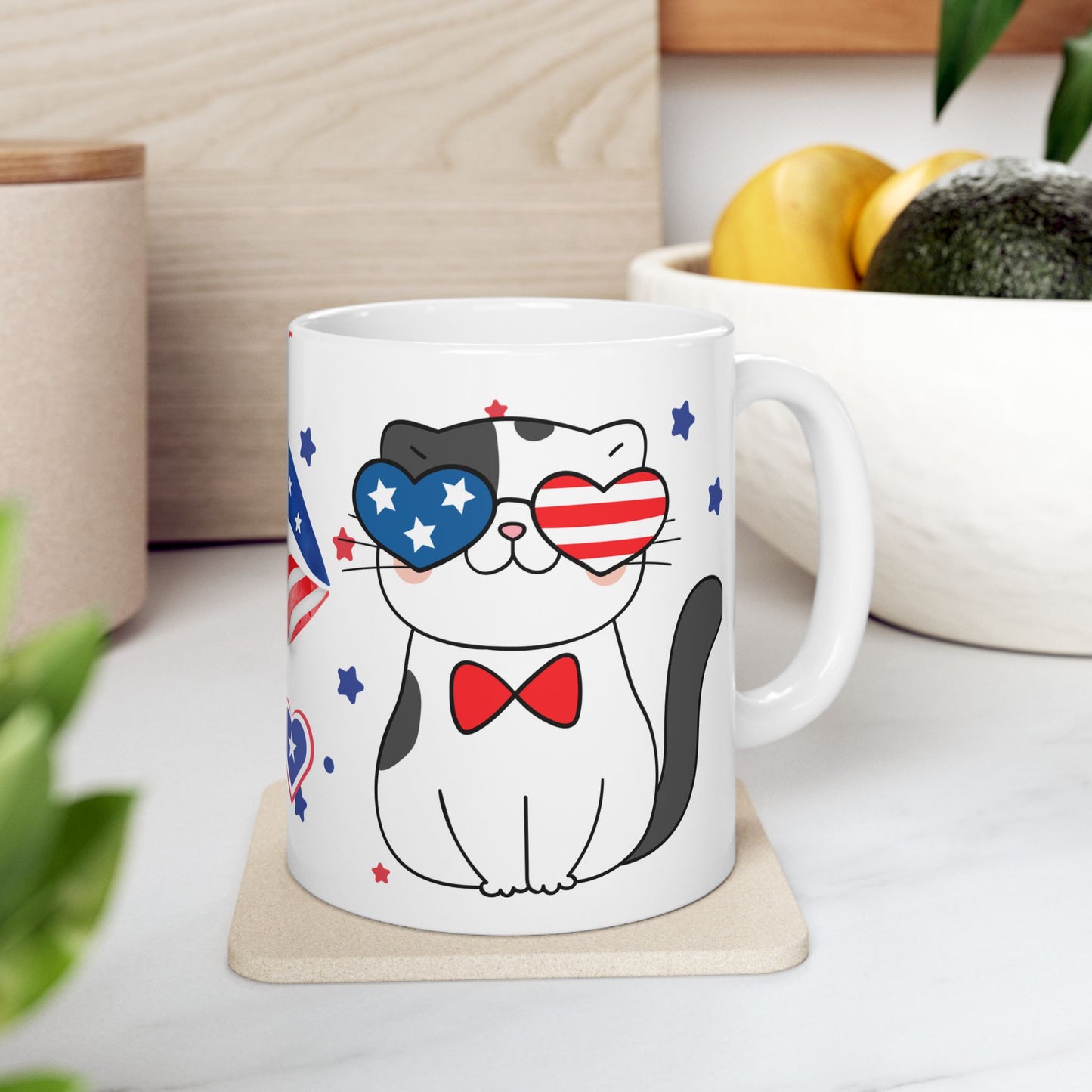 July 4, Cat's Kiss - Ceramic Mug, (11oz, 15oz) - 10586