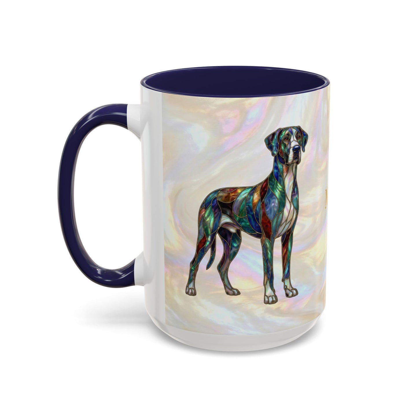 Personalized Great Dane Dog Mug — Stained Glass Design (11/15 oz) - 14550