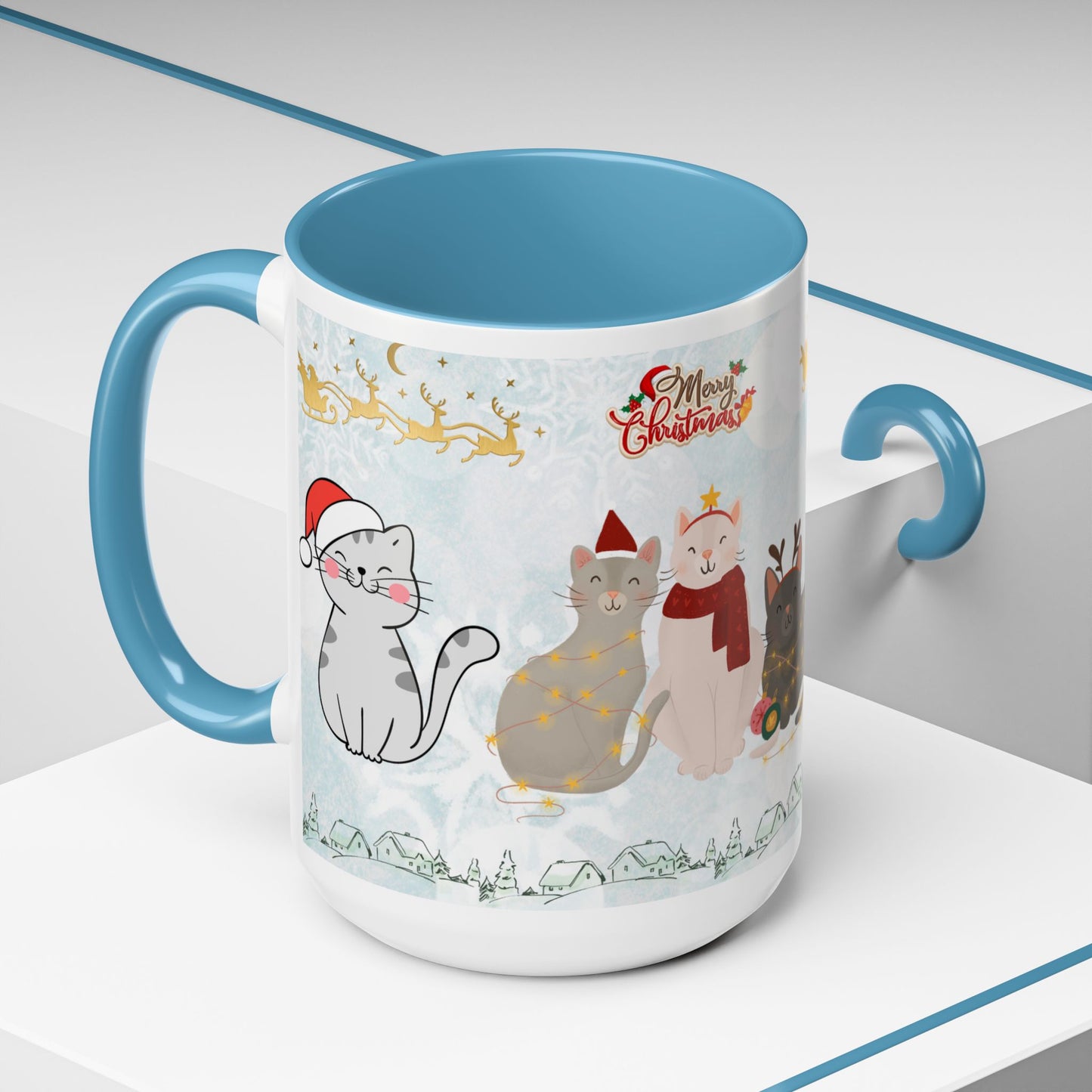 Merry Christmas, Cats - Accent Coffee Mug (11, 15oz)