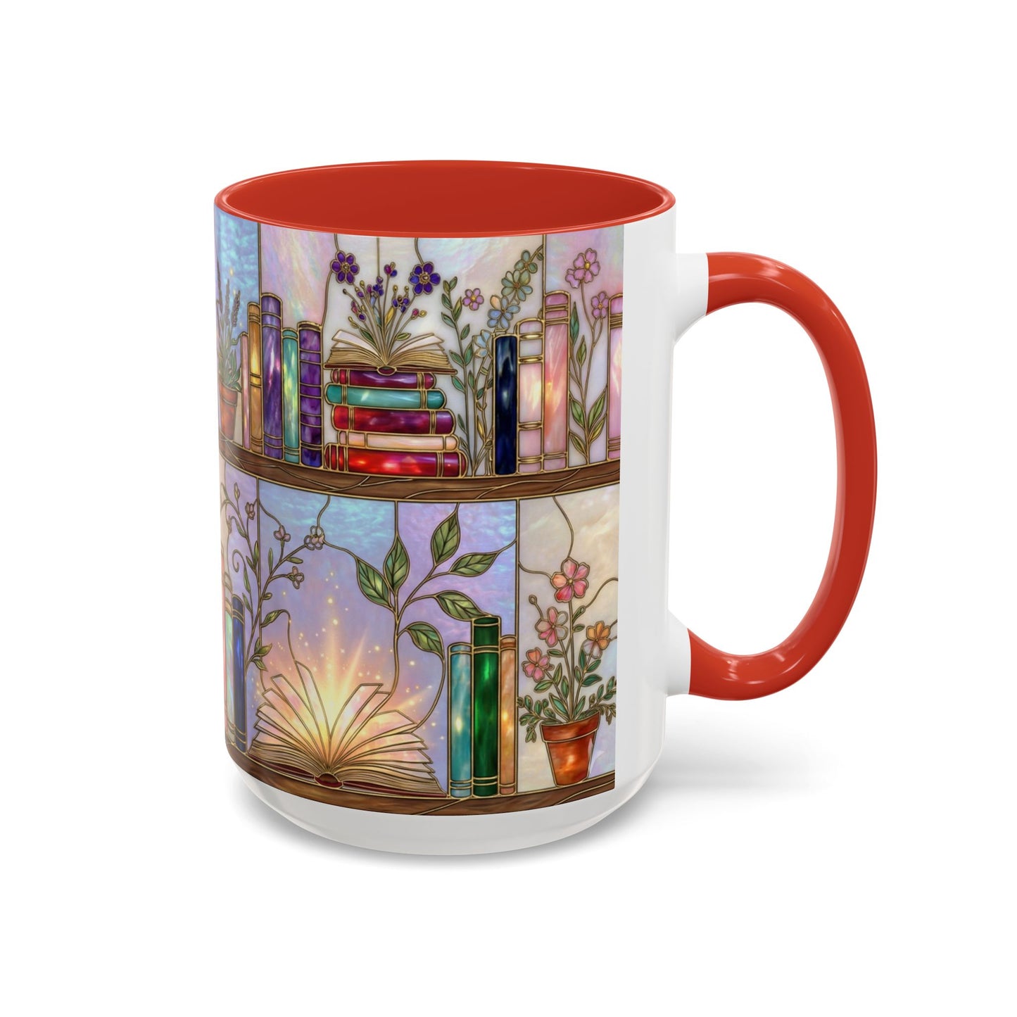 Magic Book Shelf Accent Coffee Mug — Stained Glass Design (11/15 oz) - 14529