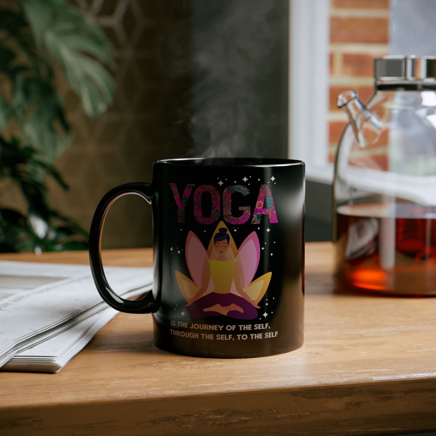 Yoga Is The Journey Of The Self Through The Self To The Self – Black Mug (11oz & 15oz) - 13214