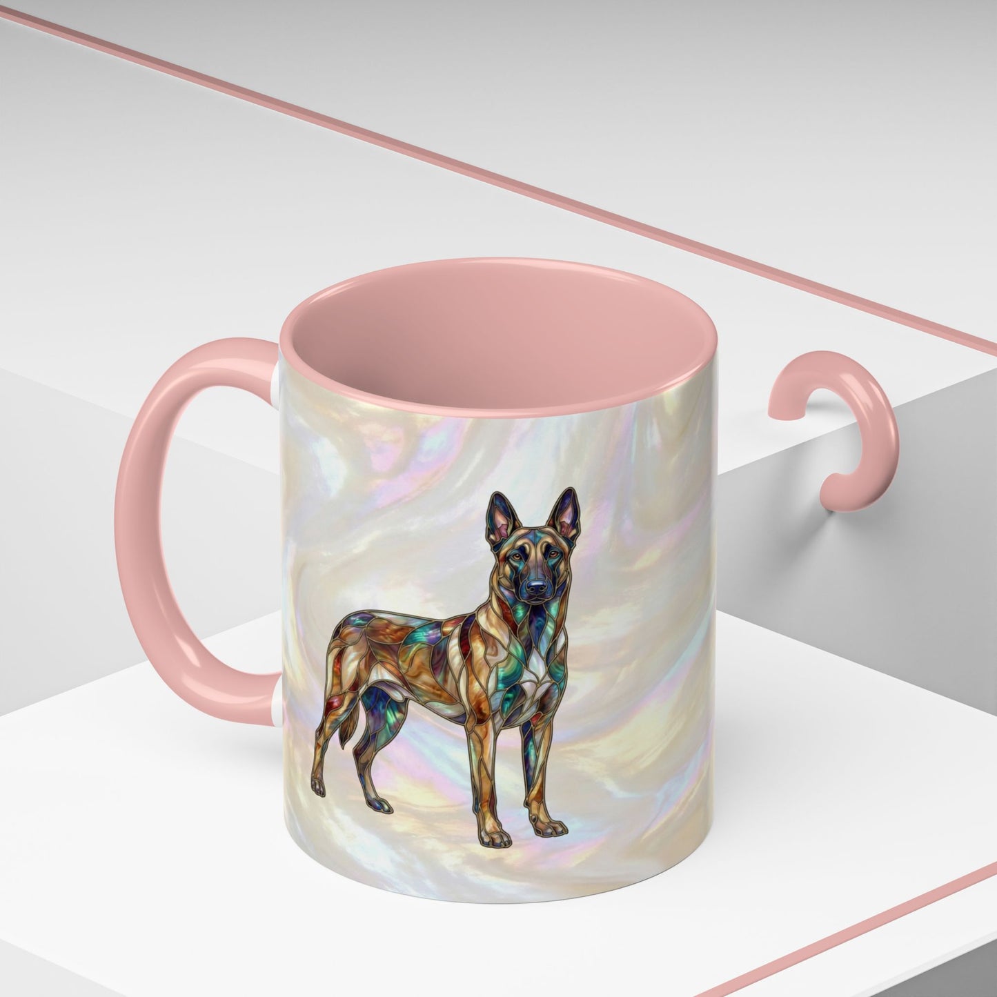 Belgian Malinois Accent Coffee Mug - Stained Glass Design 11oz & 15oz - 14616