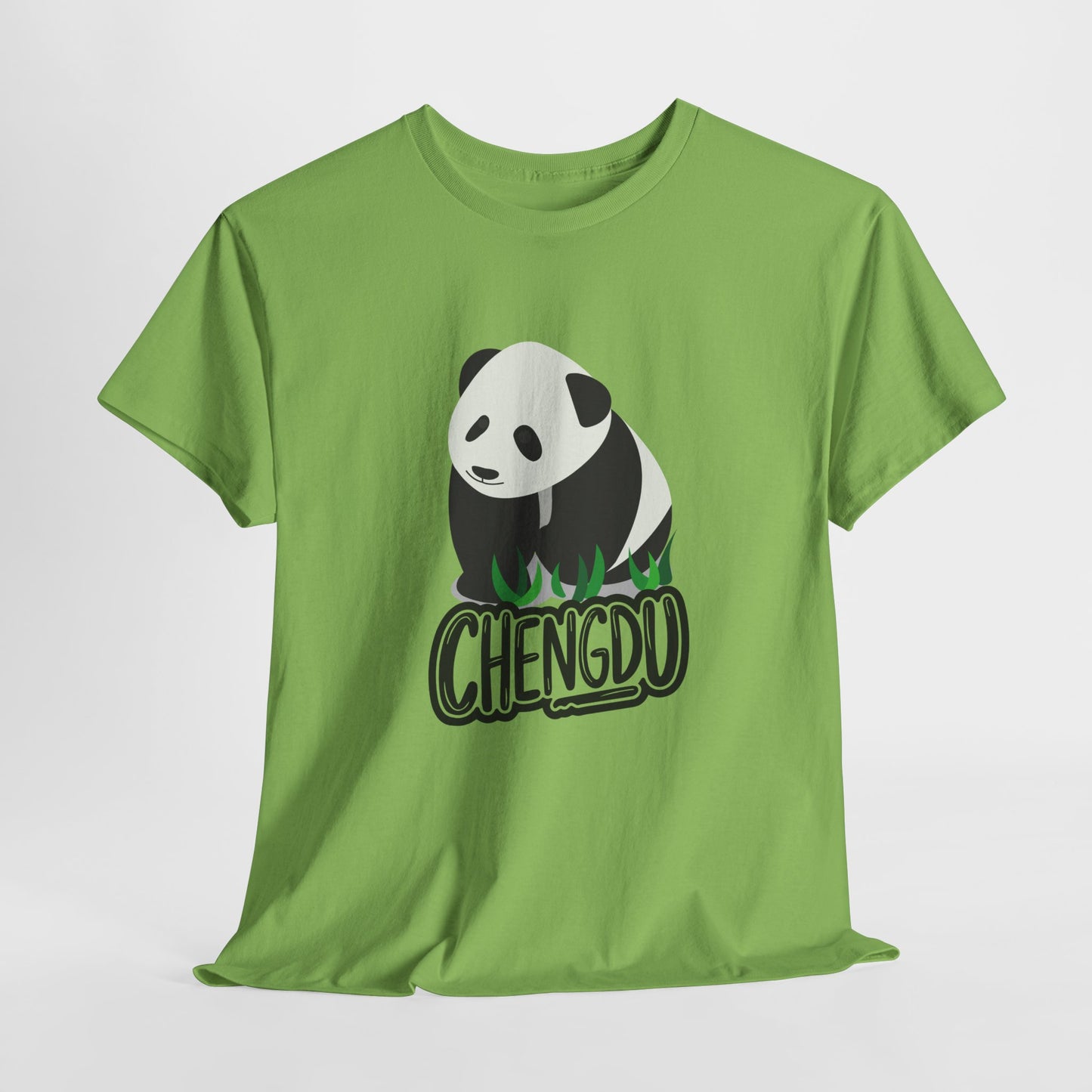 Chengdu Panda Unisex Heavy Cotton Tee - Cozy and Fun Graphic Tee for Animal Lovers - 12206