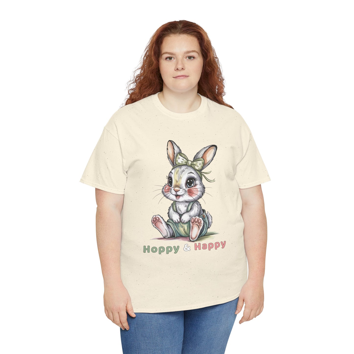 Cute Bunny T-Shirt – “Hoppy & Happy” Easter Rabbit Tee Gift for Kids & Adults - 14848
