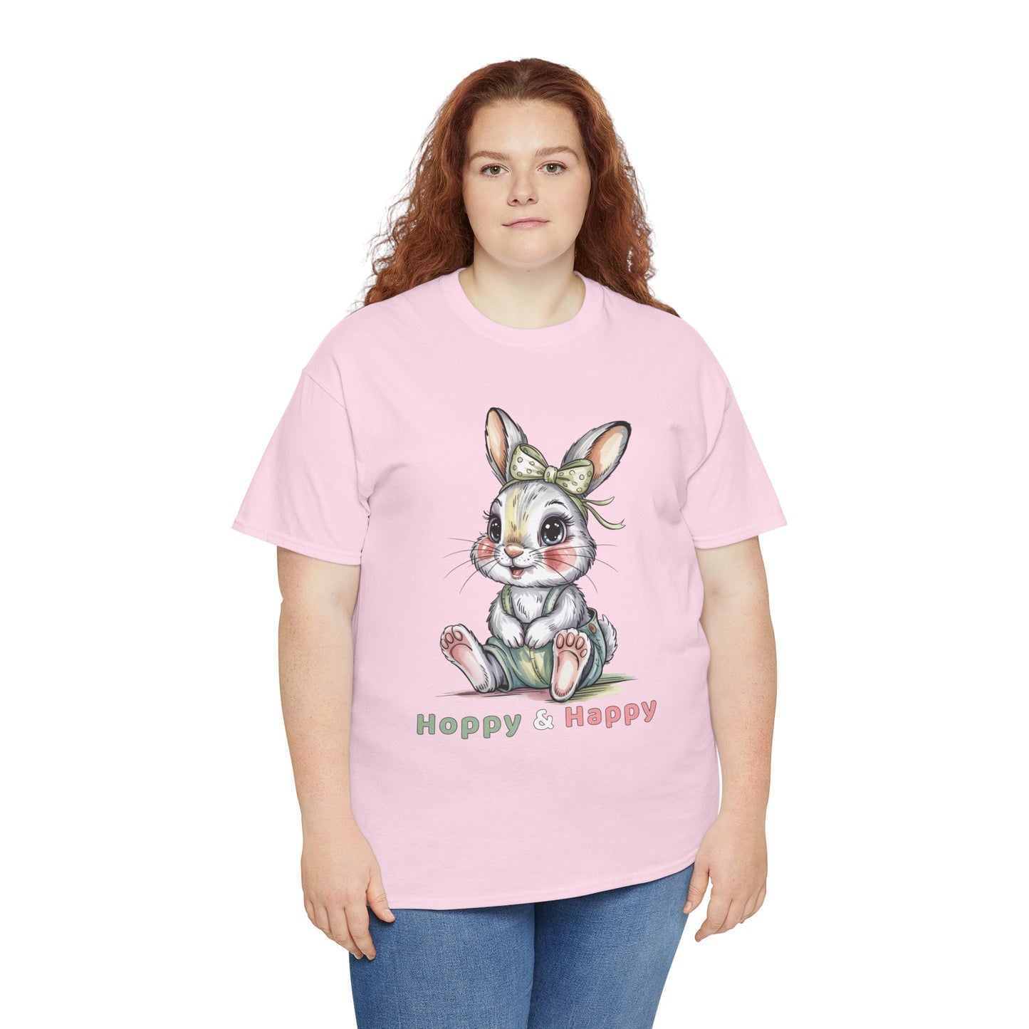 Cute Bunny T-Shirt – “Hoppy & Happy” Easter Rabbit Tee Gift for Kids & Adults - 14848