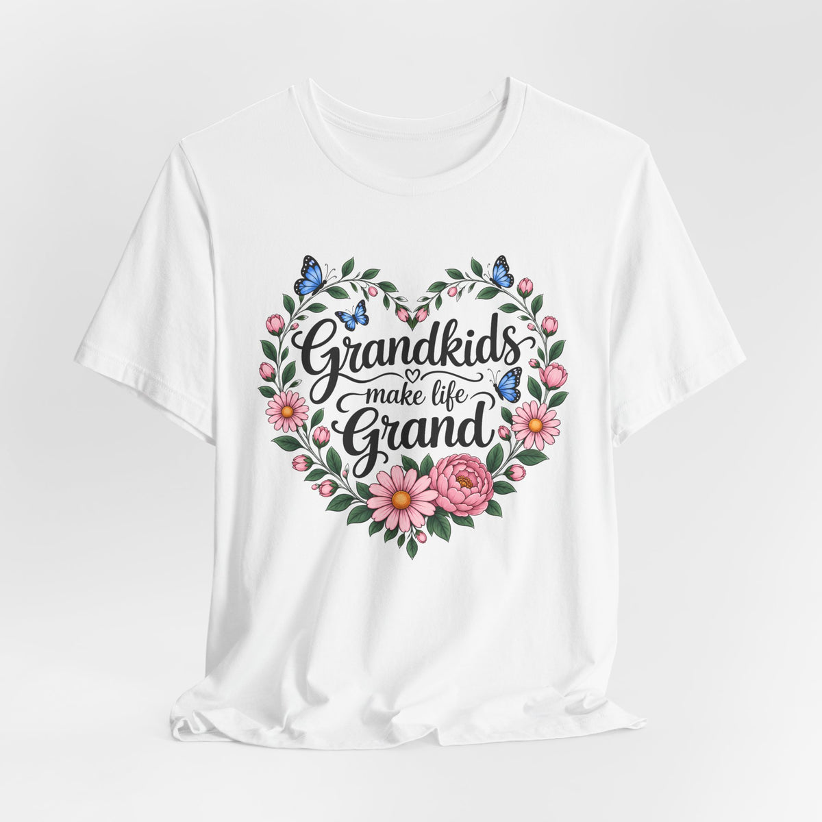 Grandkids Make Life Grand Floral T-Shirt,  Grandma Gift Tee - 14989