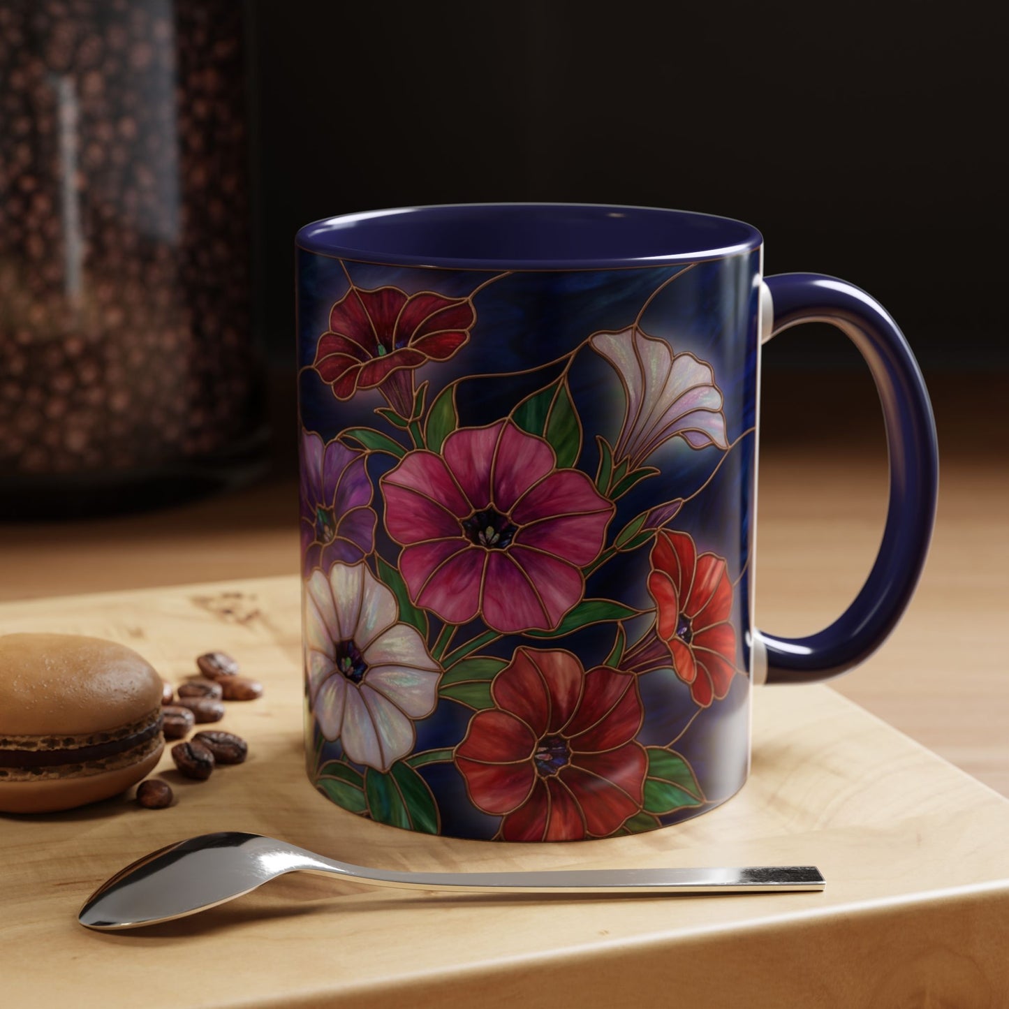 Petunia Floral Accent Coffee Mug – Stained-Glass  Design (11/15oz) - 14581