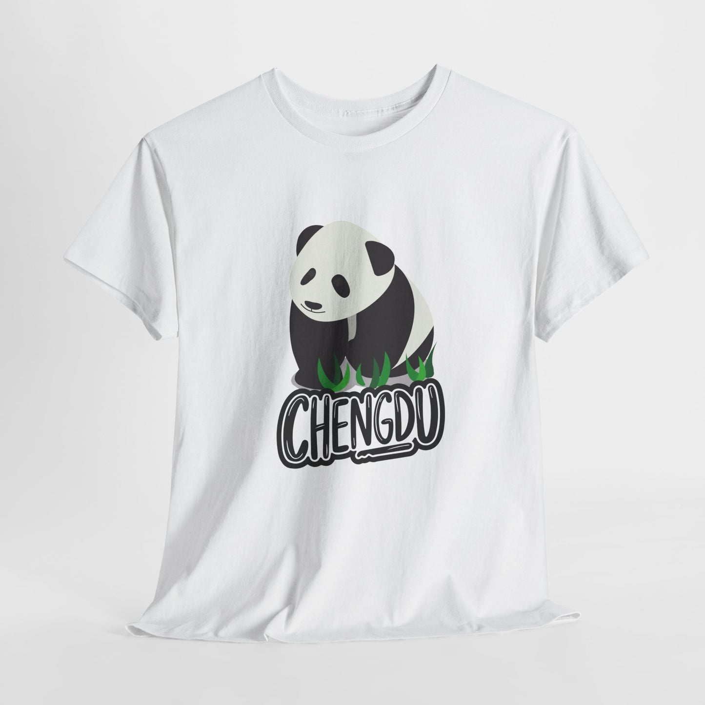 Chengdu Panda Unisex Heavy Cotton Tee - Cozy and Fun Graphic Tee for Animal Lovers - 12206