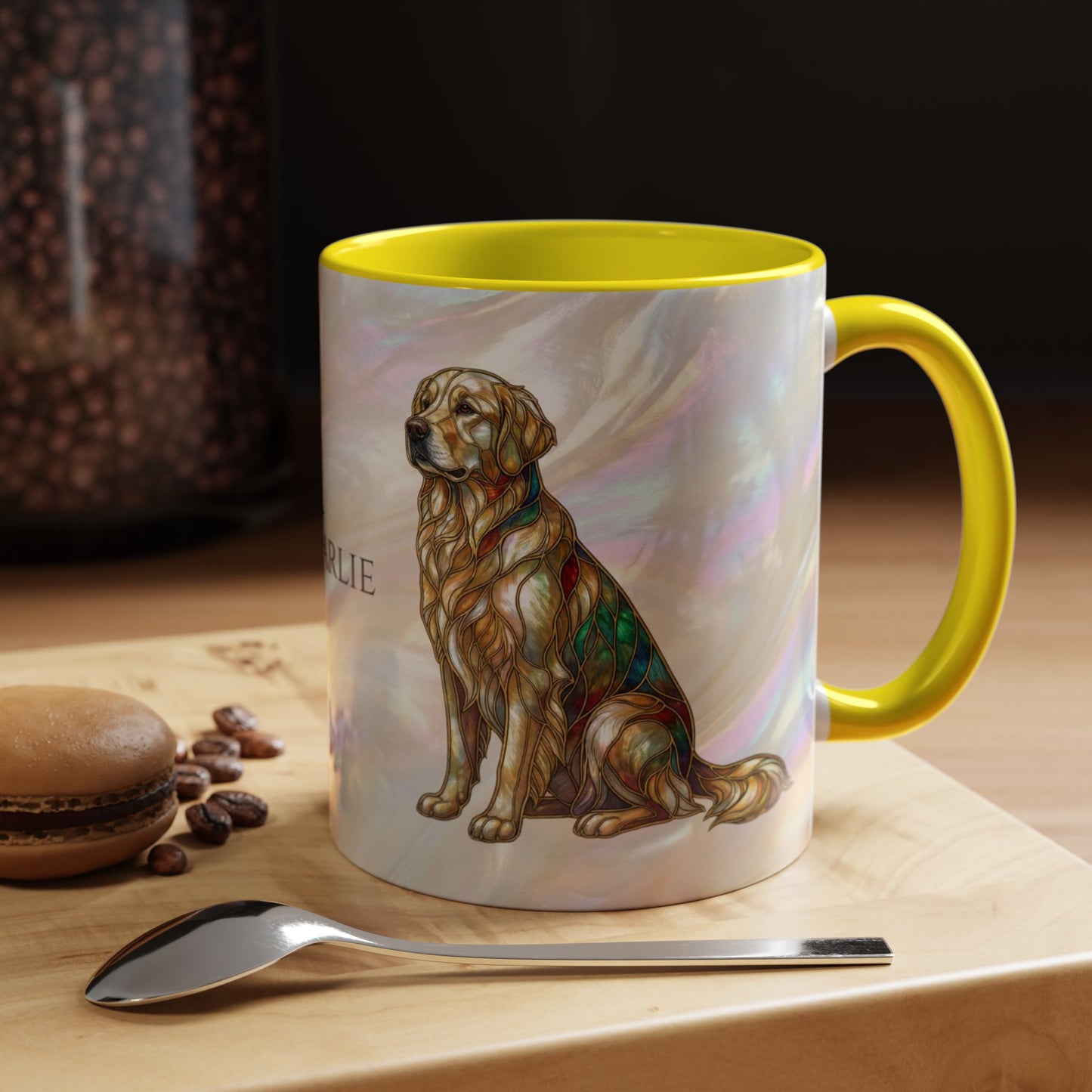 Personalized Golden Retriever Coffee Mug - Stained Glass Design 11/15oz - 14534