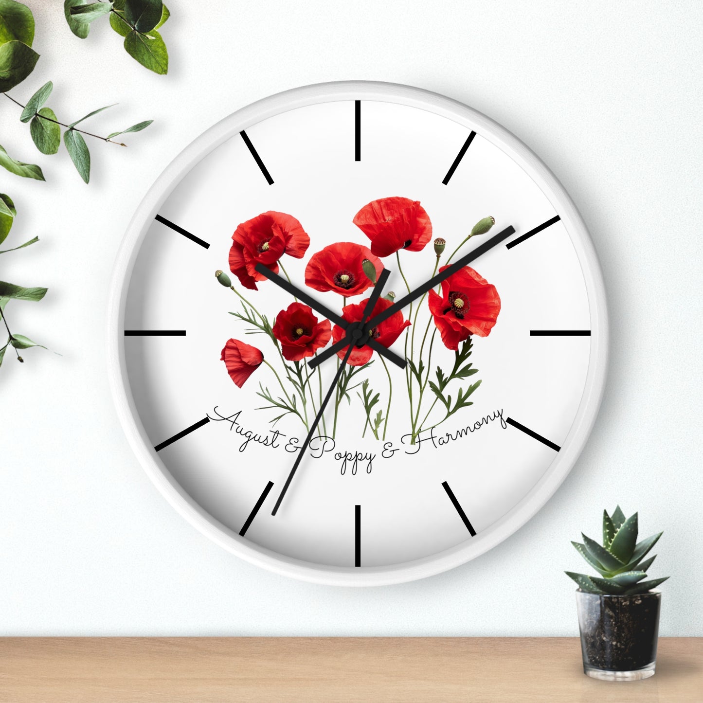 Happy Birthday August, Poppy - Wall Clock