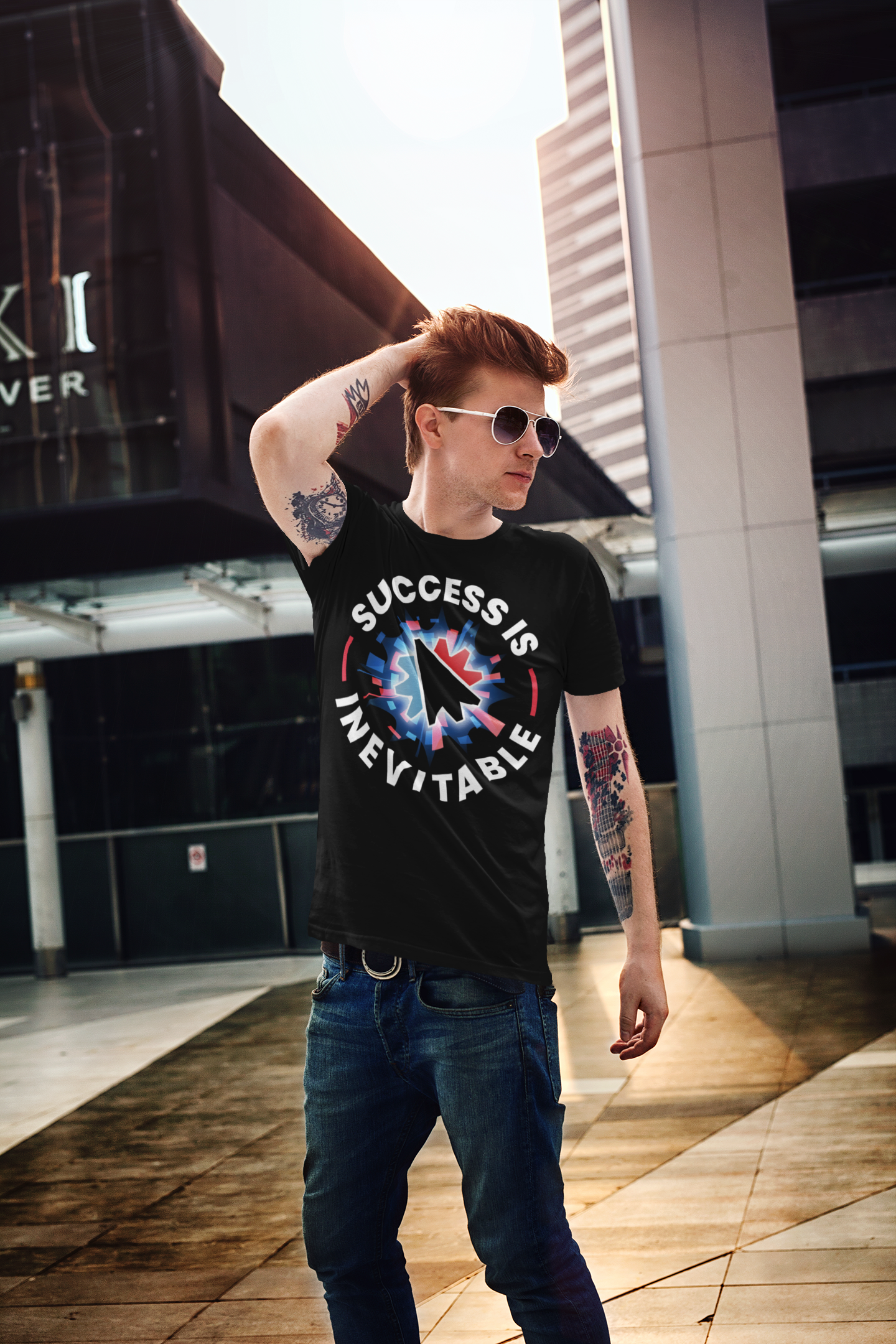 Success Is Inevitable T-Shirt – Motivational Graphic Tee with Cursor Design - 14884