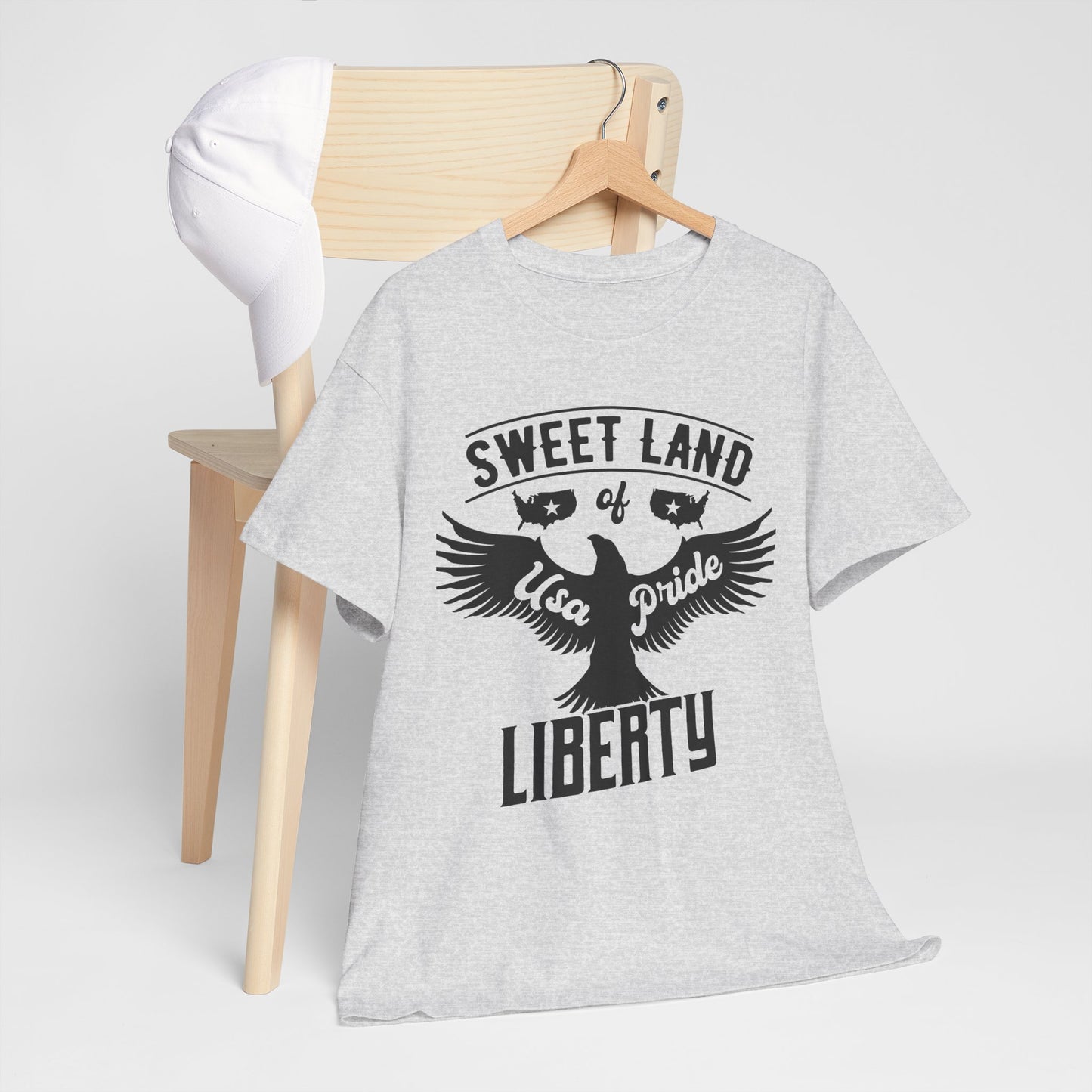 Sweet Land of Liberty Design, Unisex Heavy Cotton Tee: Patriotic T-shirt, Gift for Freedom Lovers, Casual Wear, Independence Day Shirt - 13492