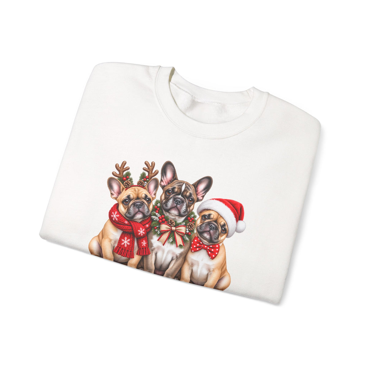 Christmas French Bulldog Sweatshirt, Cute Festive Frenchie Crewneck - 14556