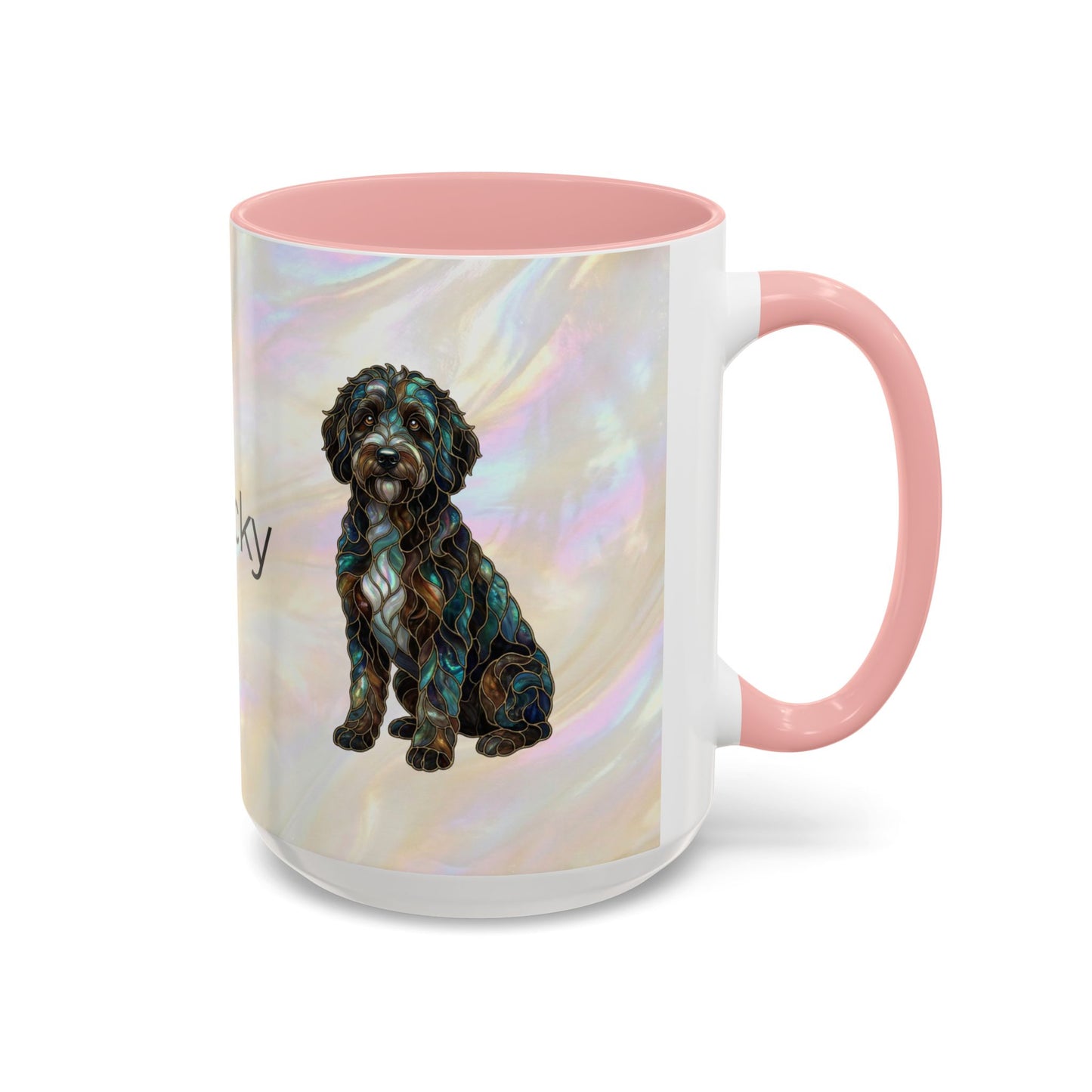 Portuguese Water Dog Accent Coffee Mug — Stained Glass Design (11/15oz) - 14655