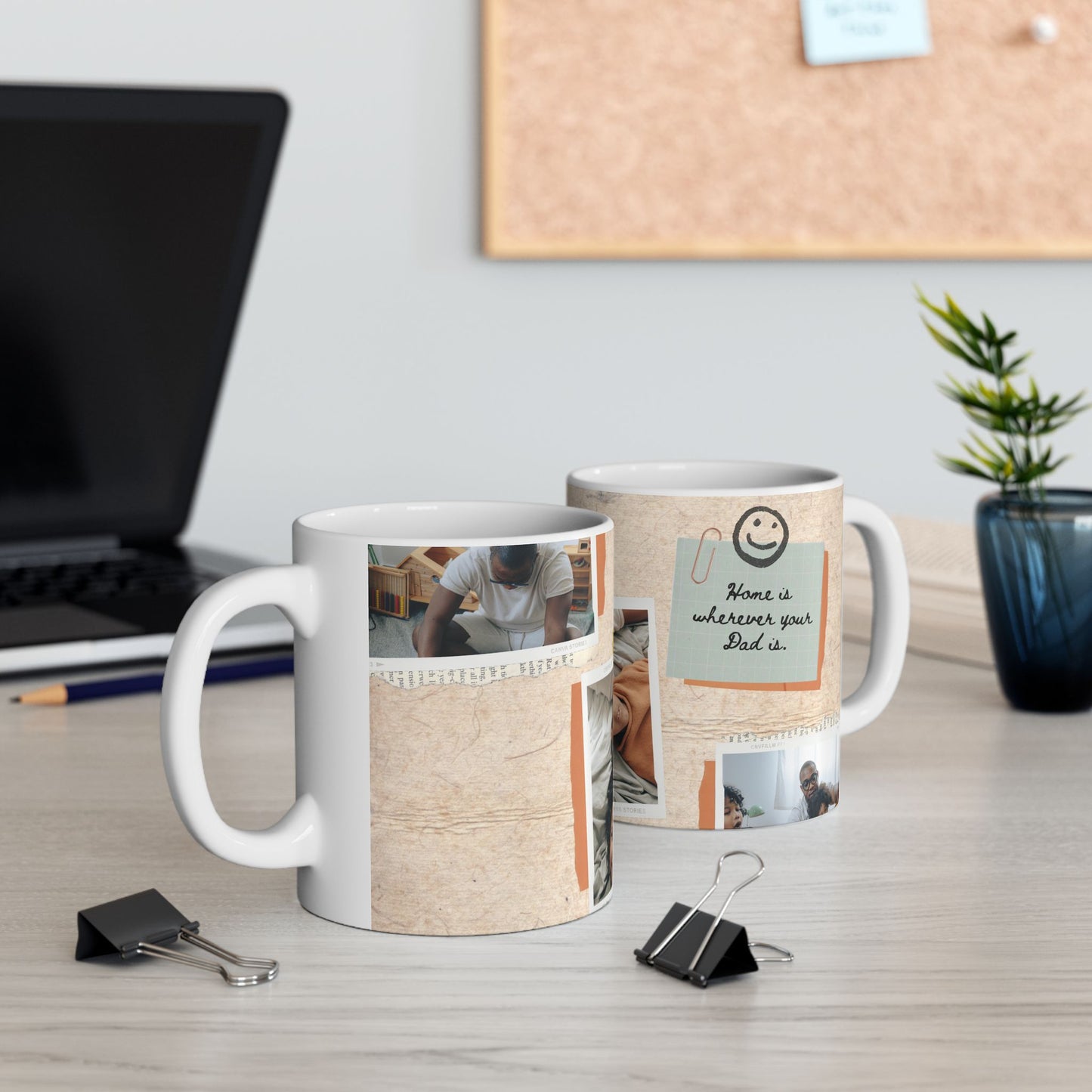 Home is Wherever Your Dad is, Ceramic Mug, Personalized Photo Coffee Cup - 14065