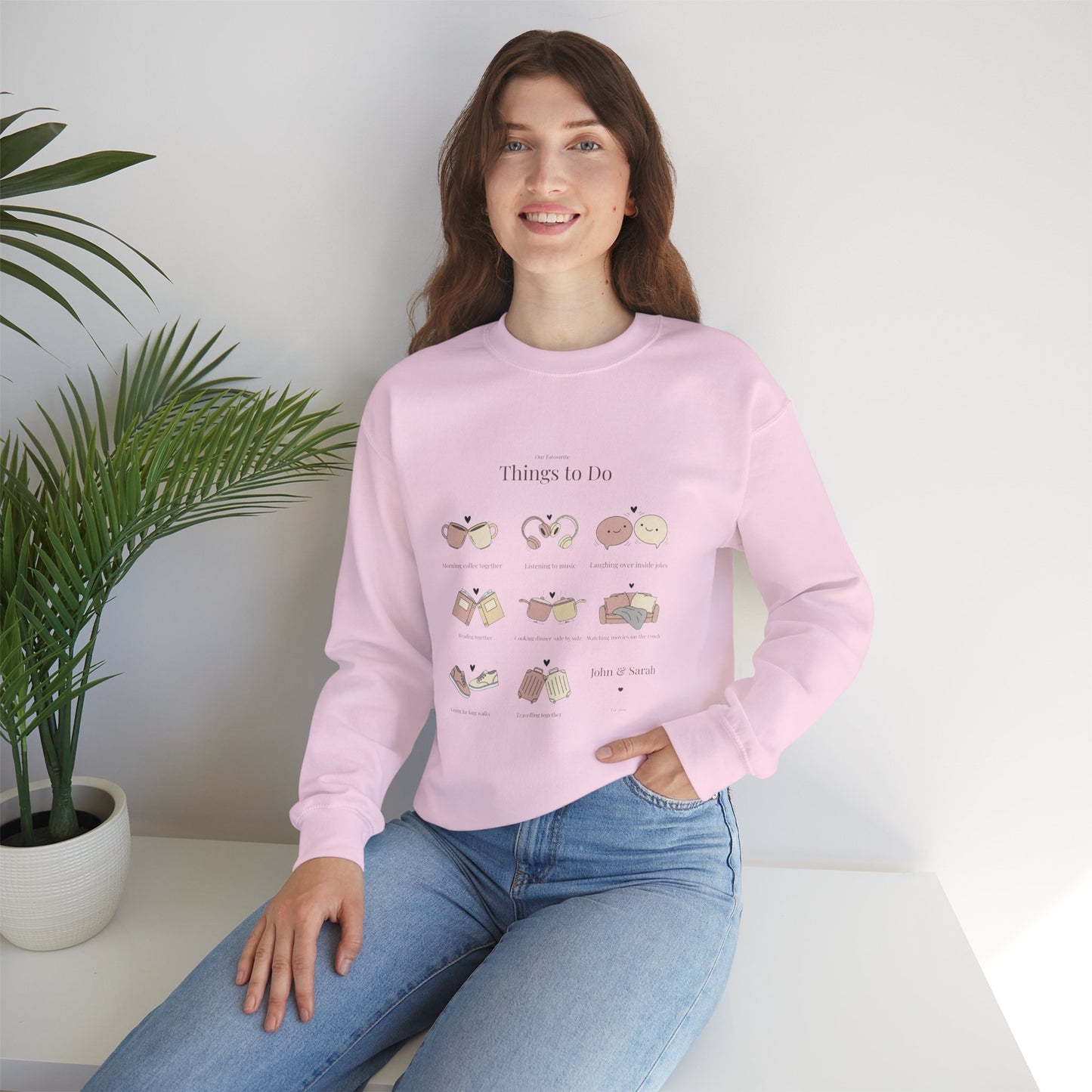 Our Favourite Things to Do Together – Personalised Illustration Crewneck Sweatshirt | Valentine’s Gift - 14726