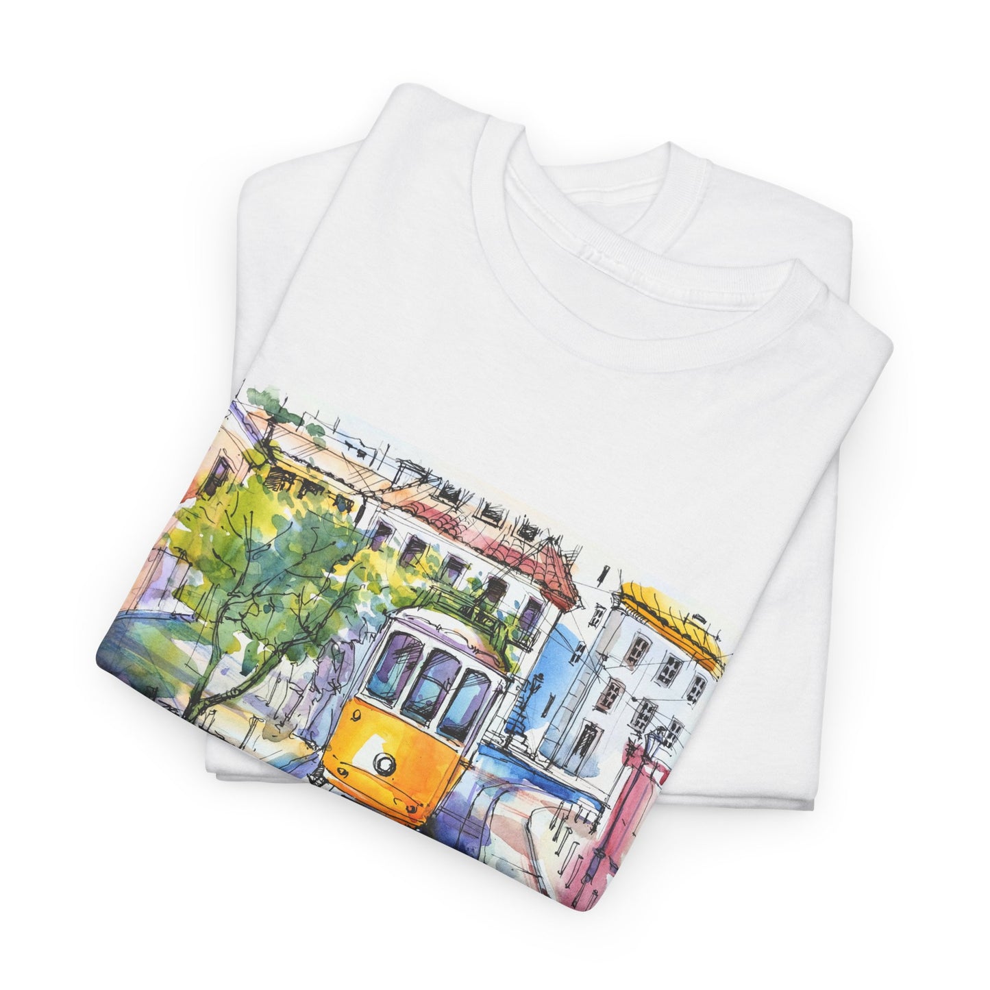 Lisbon Tram Unisex Heavy Cotton Tee - 12134