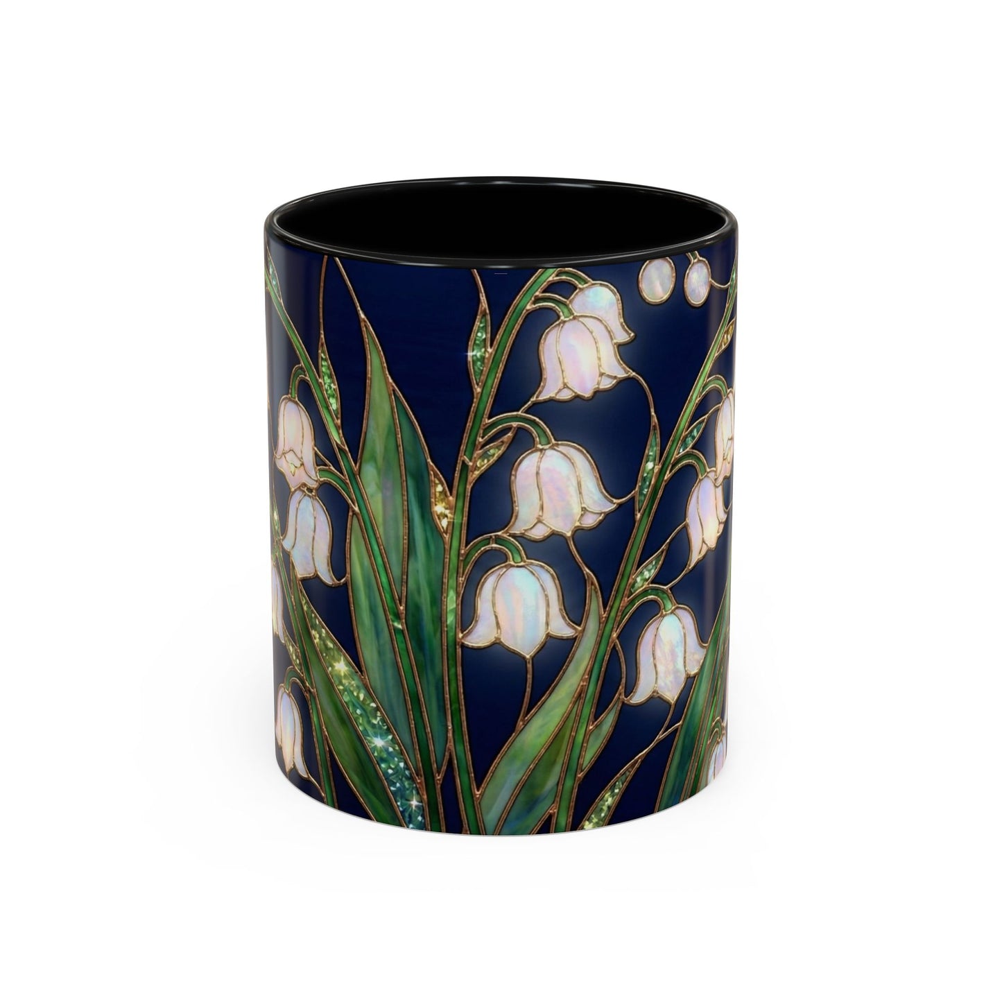 Lily of the Valley Floral Accent Coffee Mug — Stained Glass Design 11/15oz - 14596