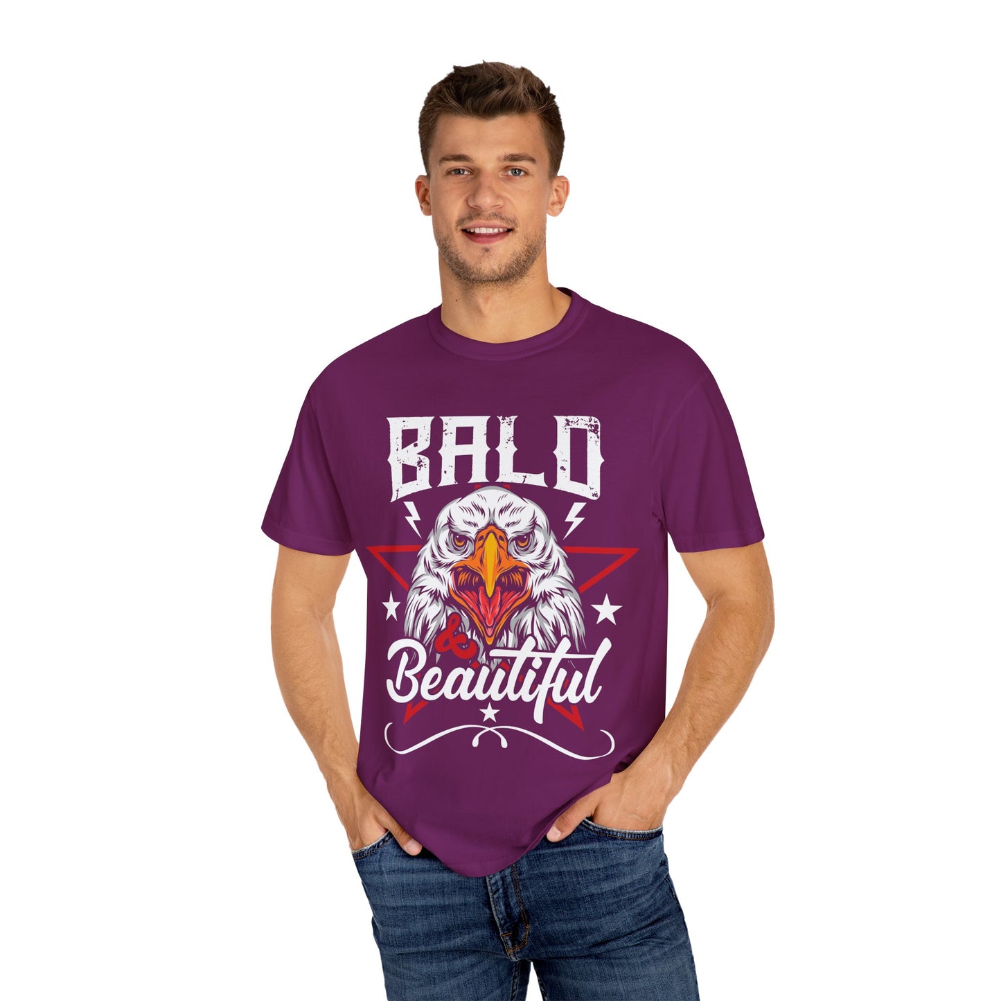 American Eagle, Bald is Beautiful T-Shirt, Unisex Garment-Dyed Tee - 13491