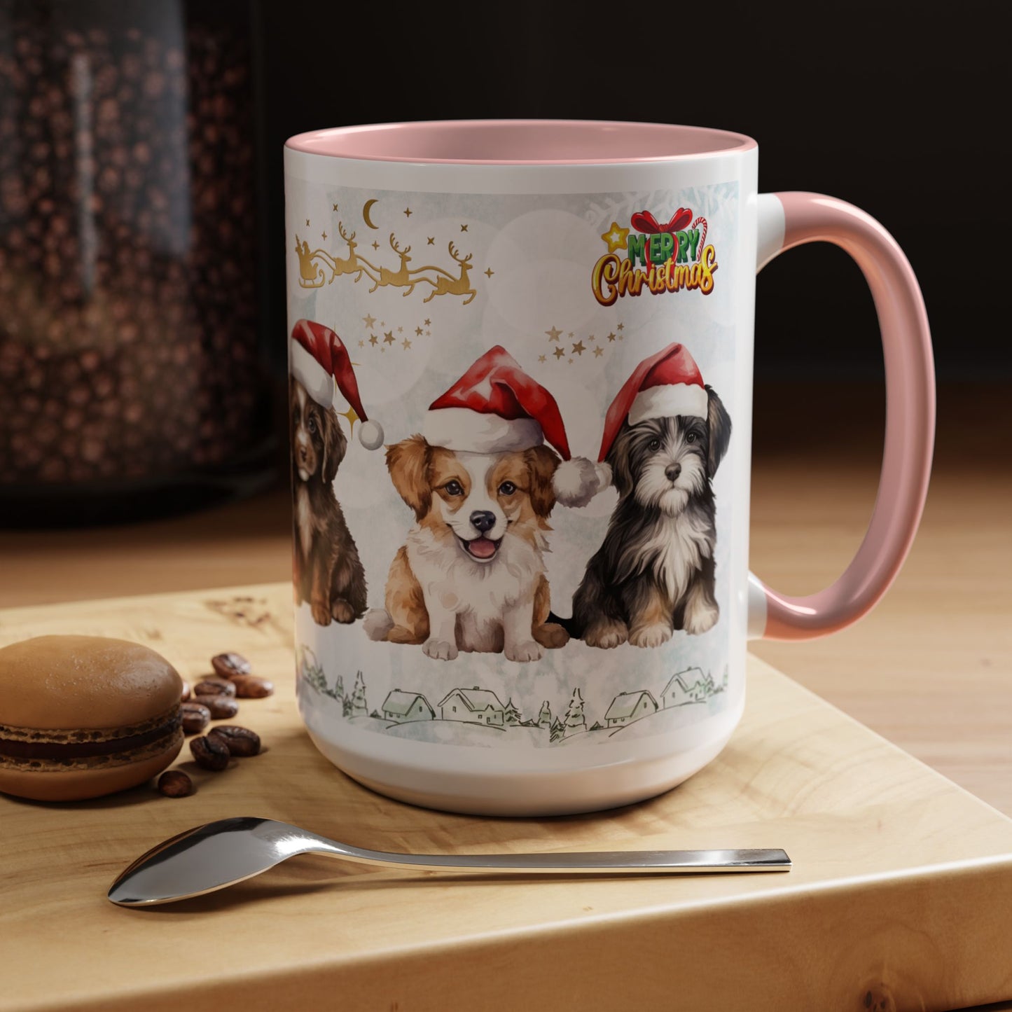 Merry Christmas, Puppies - Accent Coffee Mug (11, 15oz)