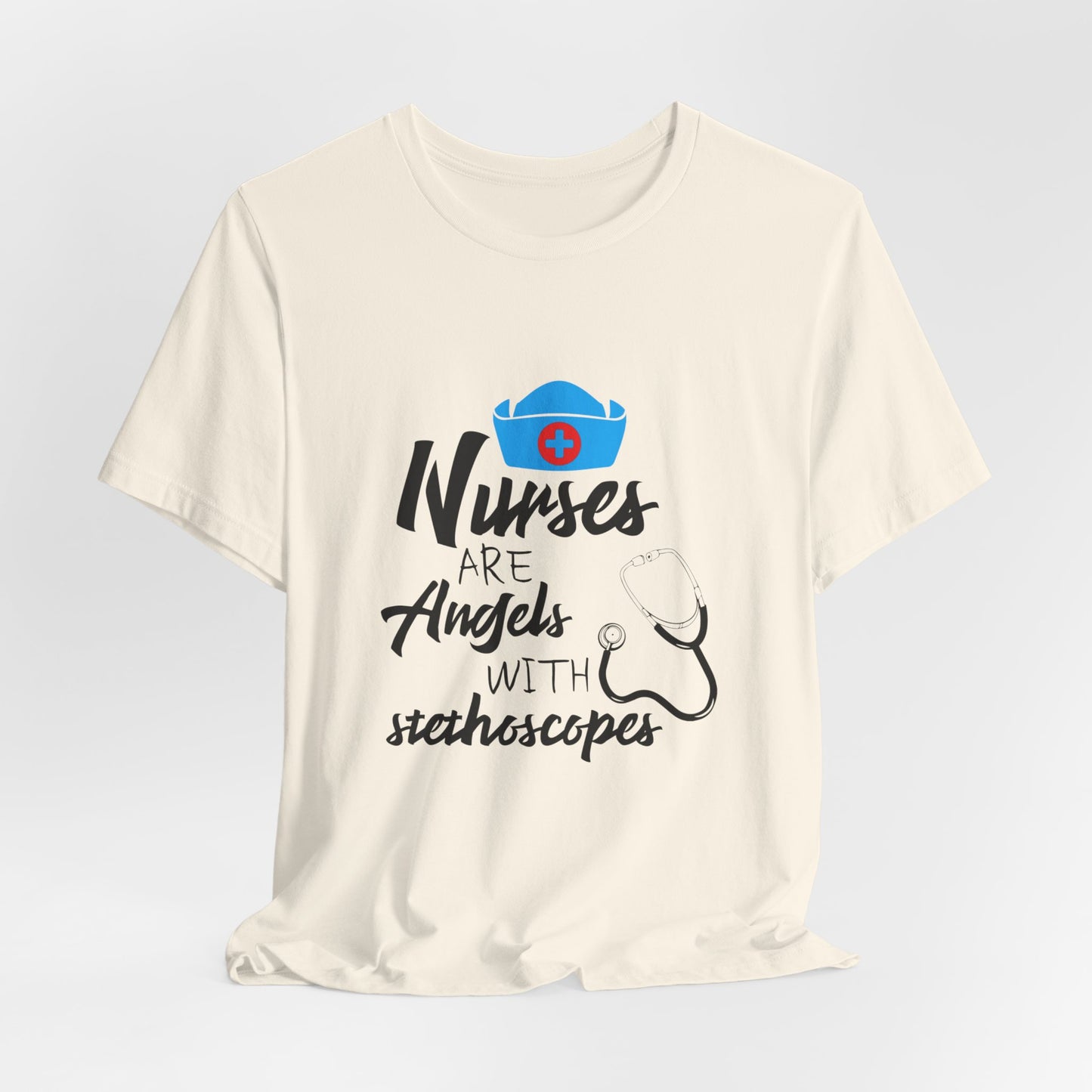 Nurses Are Angels With Stethoscopes - Unisex Jersey Short Sleeve Tee