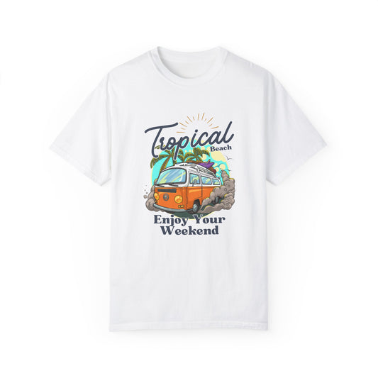 Tropical Beach, Enjoy Your Weekend - Unisex Garment-Dyed T-shirt - 10569