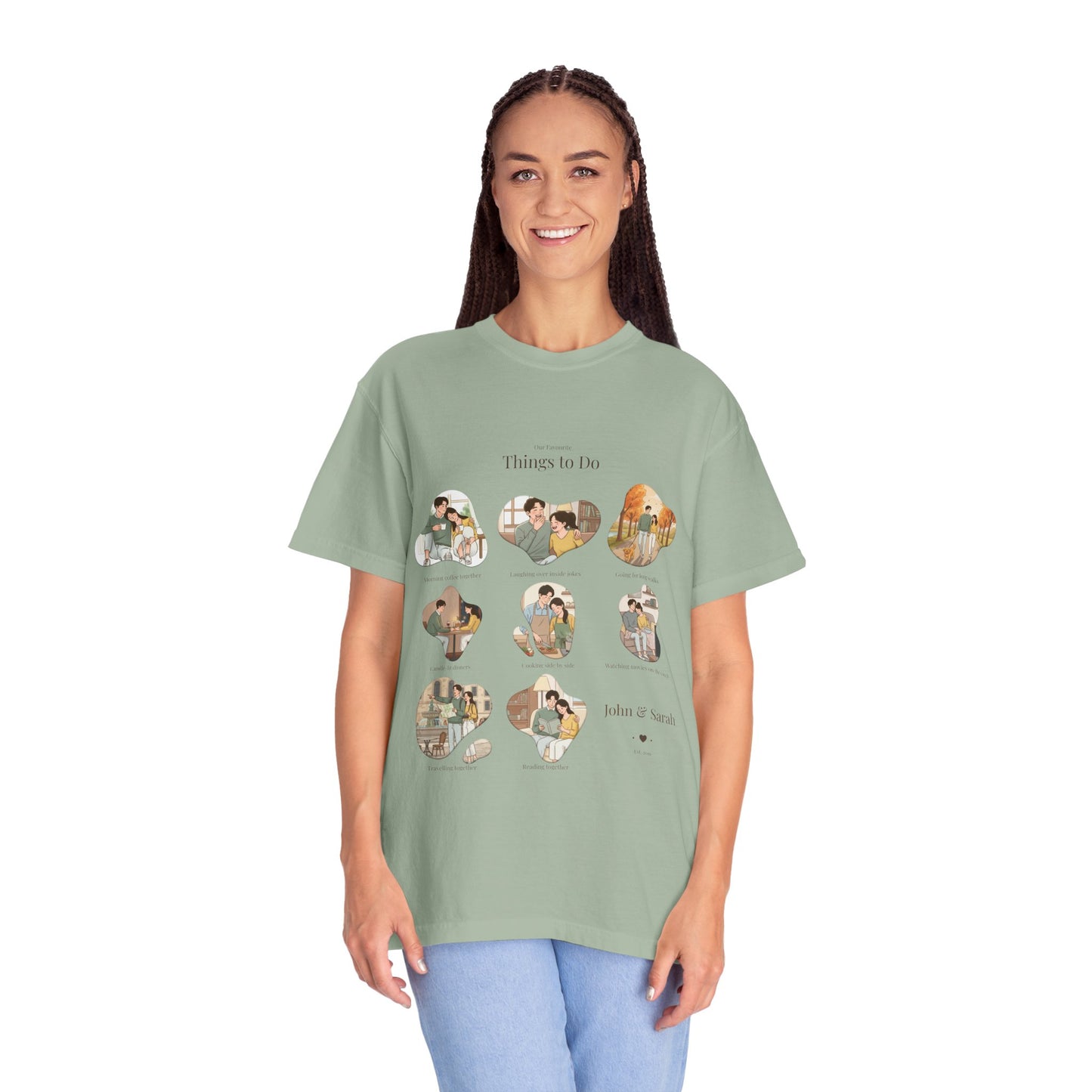 Our Favourite Things to Do Together – Personalised Valentine’s Illustration T-Shirt Gift - 14721