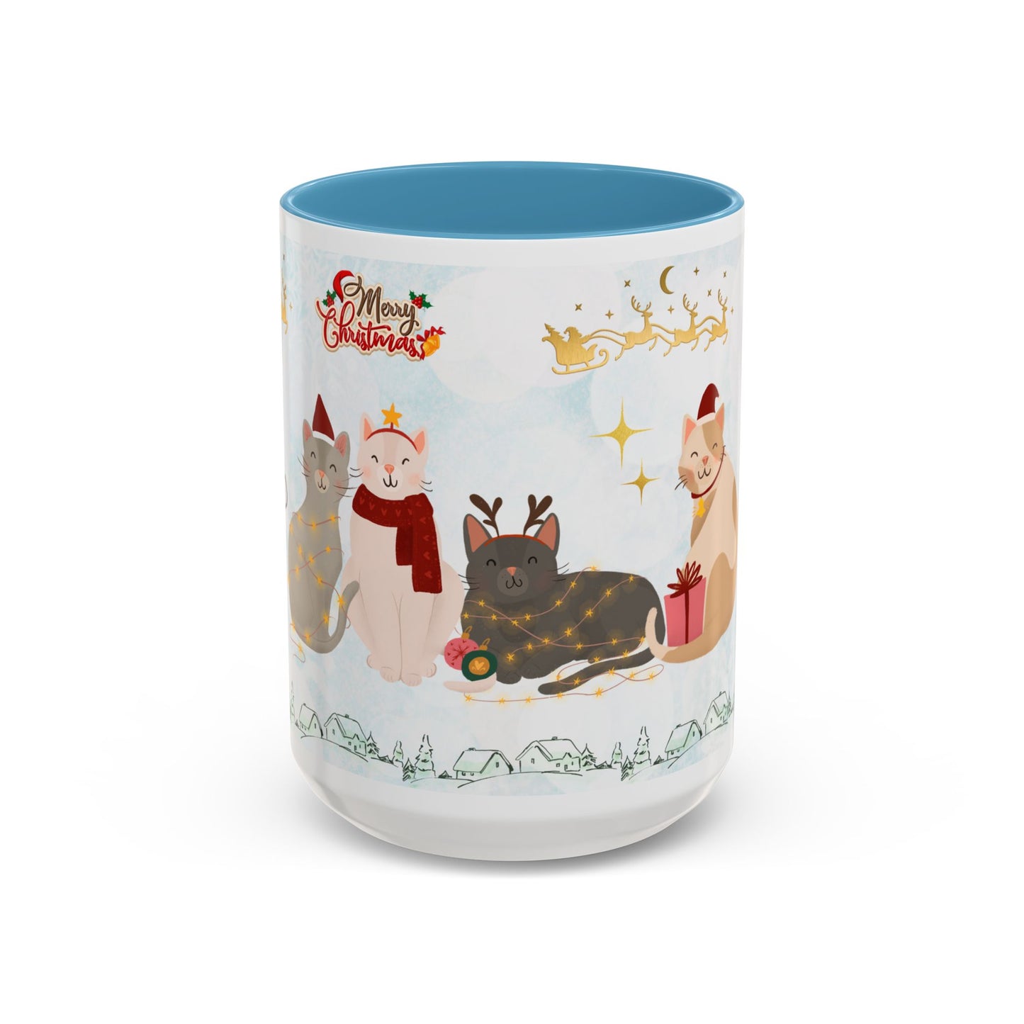 Merry Christmas, Cats - Accent Coffee Mug (11, 15oz)