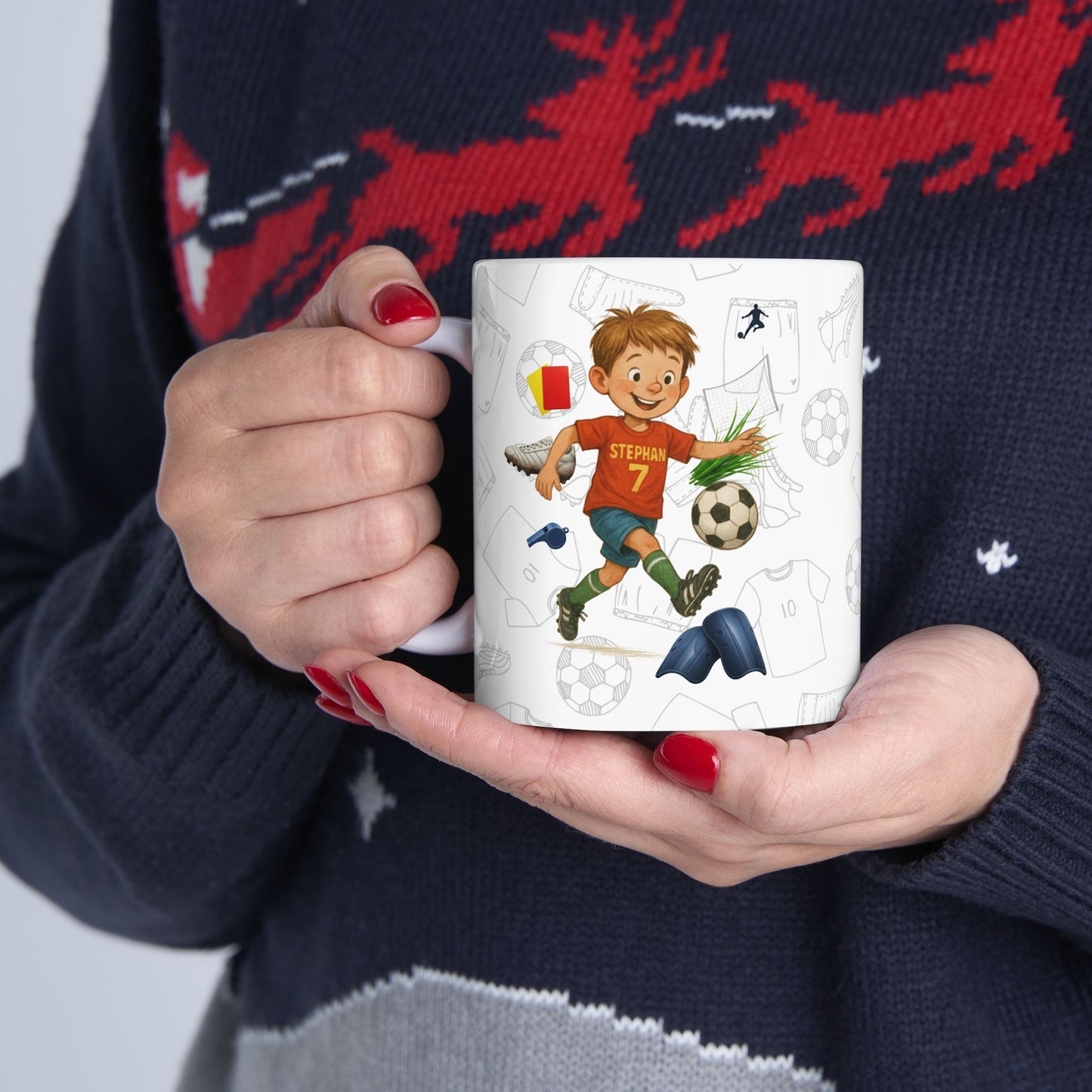 Happy Birthday Stephan!, Personalized, 7th, Soccer-Themed Ceramic Mug for Sports Lovers, Celebrate Birthdays, Goal Scoring Gifts - 14215