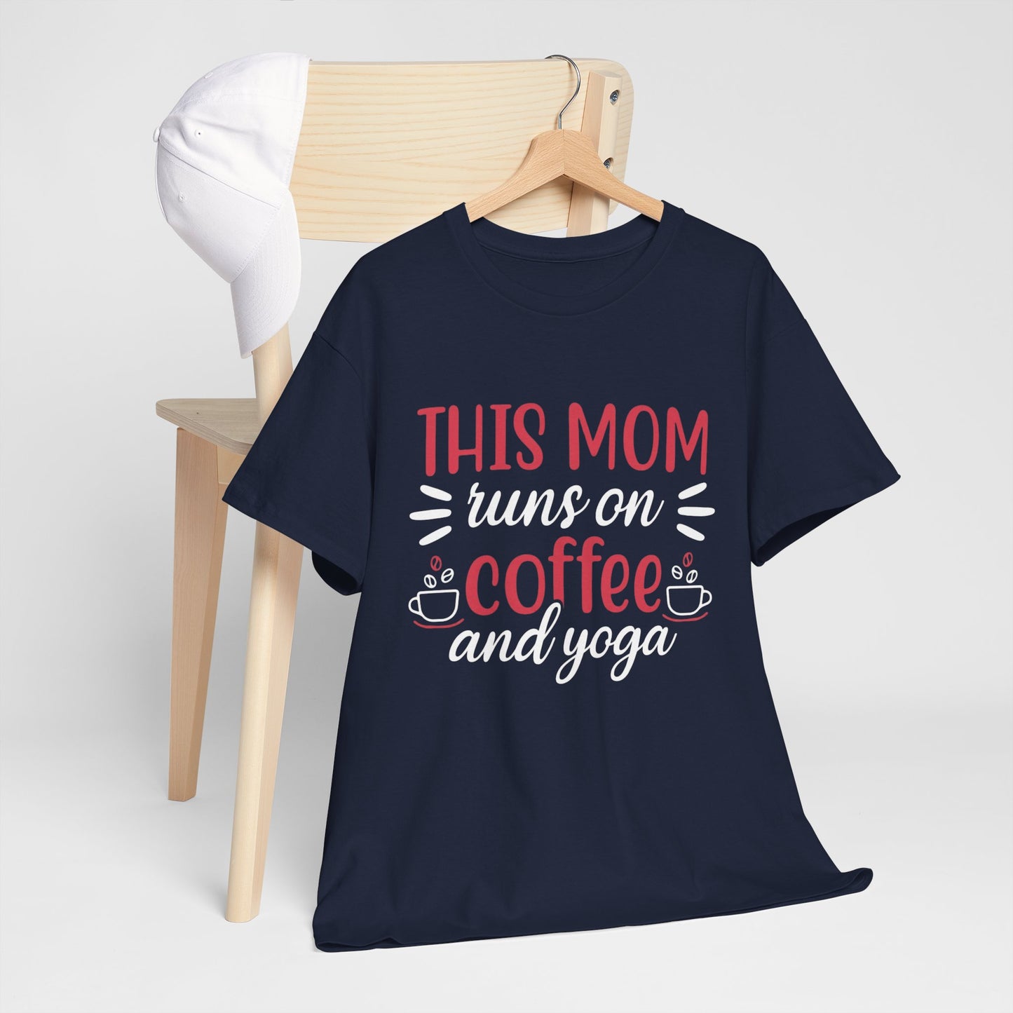 This Mom Runs on Coffee and Yoga T-Shirt – Funny Mother’s Day Gift Tee - 14881