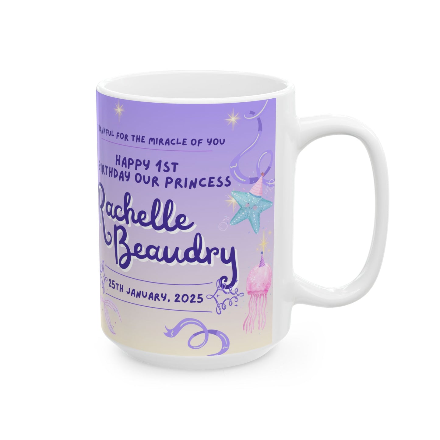 Personalized Birthday Ceramic Mug, Custom Photo Mug, Magical Unicorn Mug, Kids Birthday Gift, Fairy Tale Mug - 13979