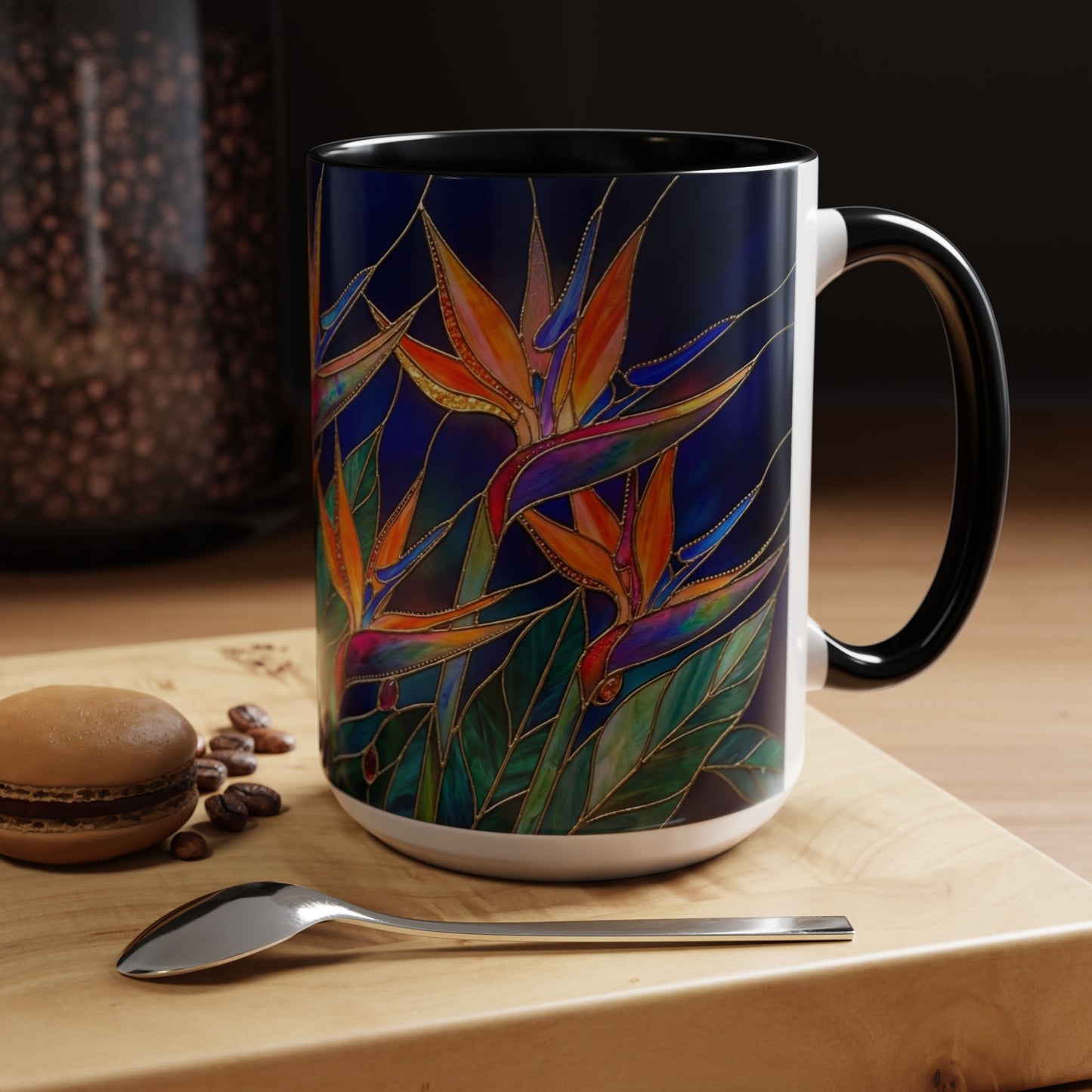 Bird of Paradise Floral Coffee Mug — Stained Glass Design 11/15oz - 14556