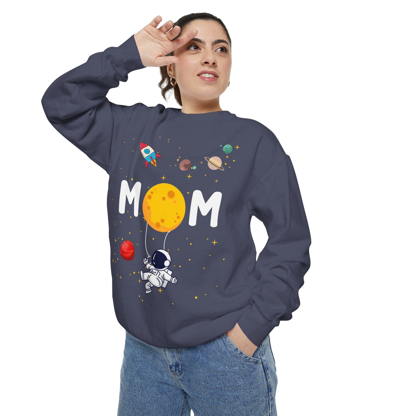 Astronaut Mom Garment-Dyed Sweatshirt | Space-Themed Gift for Mothers - 11838