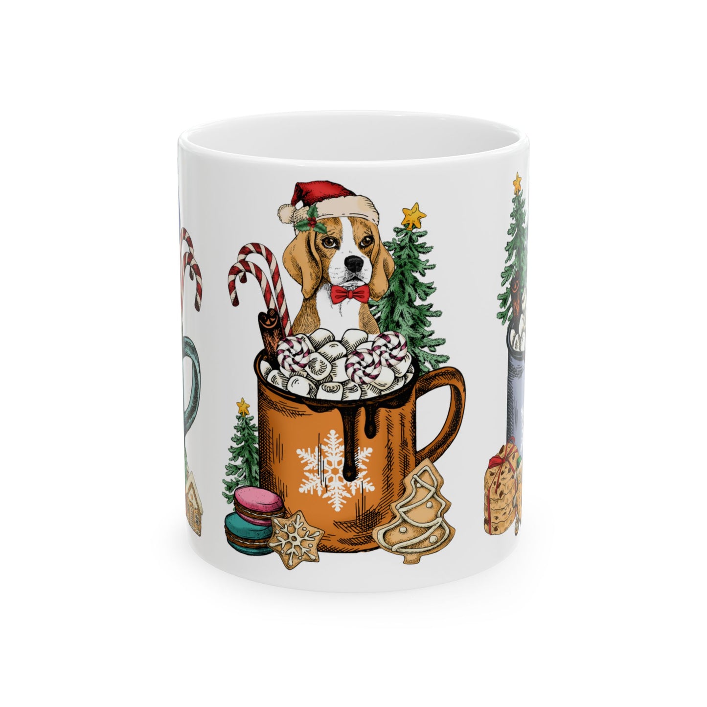 Christmas Marshmallow Mugs with Animals - Ceramic Mug, (11oz, 15oz) - 10292