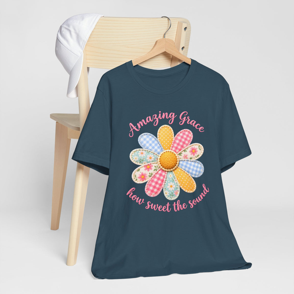 Amazing Grace Daisy T-Shirt, “How Sweet the Sound” Floral Christian Tee - 14992