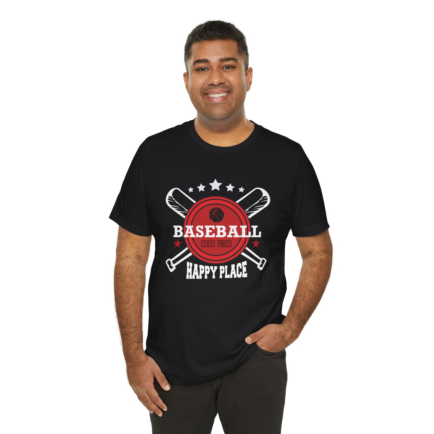 Baseball: Happy Place - Unisex Jersey Short Sleeve Tee