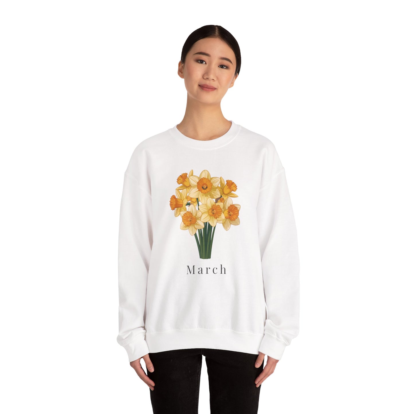 March Birth Flower Daffodil Bouquet Sweatshirt – Floral Birthday Gift Crewneck - 14823