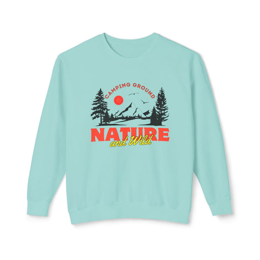 Camping Ground, Nature & Wild - Unisex Lightweight Crewneck Sweatshirt - 10743