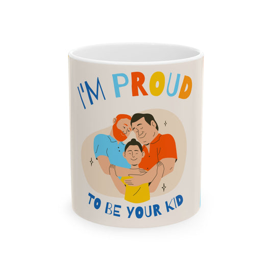 Proud Parent Ceramic Mug, Family Gift, Coffee Cup for Parents, Personalized Parent Mug, Mom Dad Kid Gift - 14053