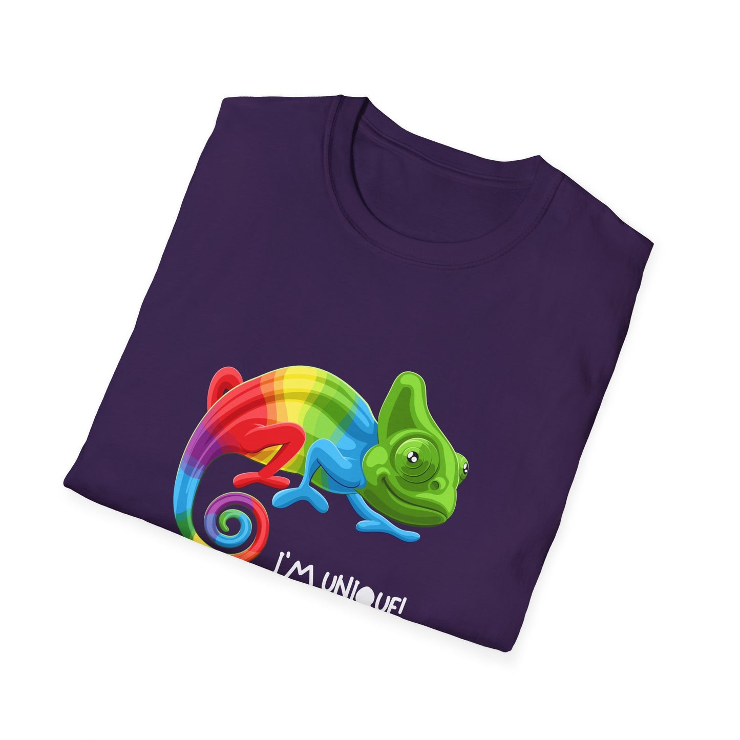 Unique Colorful Chameleon Unisex Softstyle T-Shirt - I'm Unique - 11823