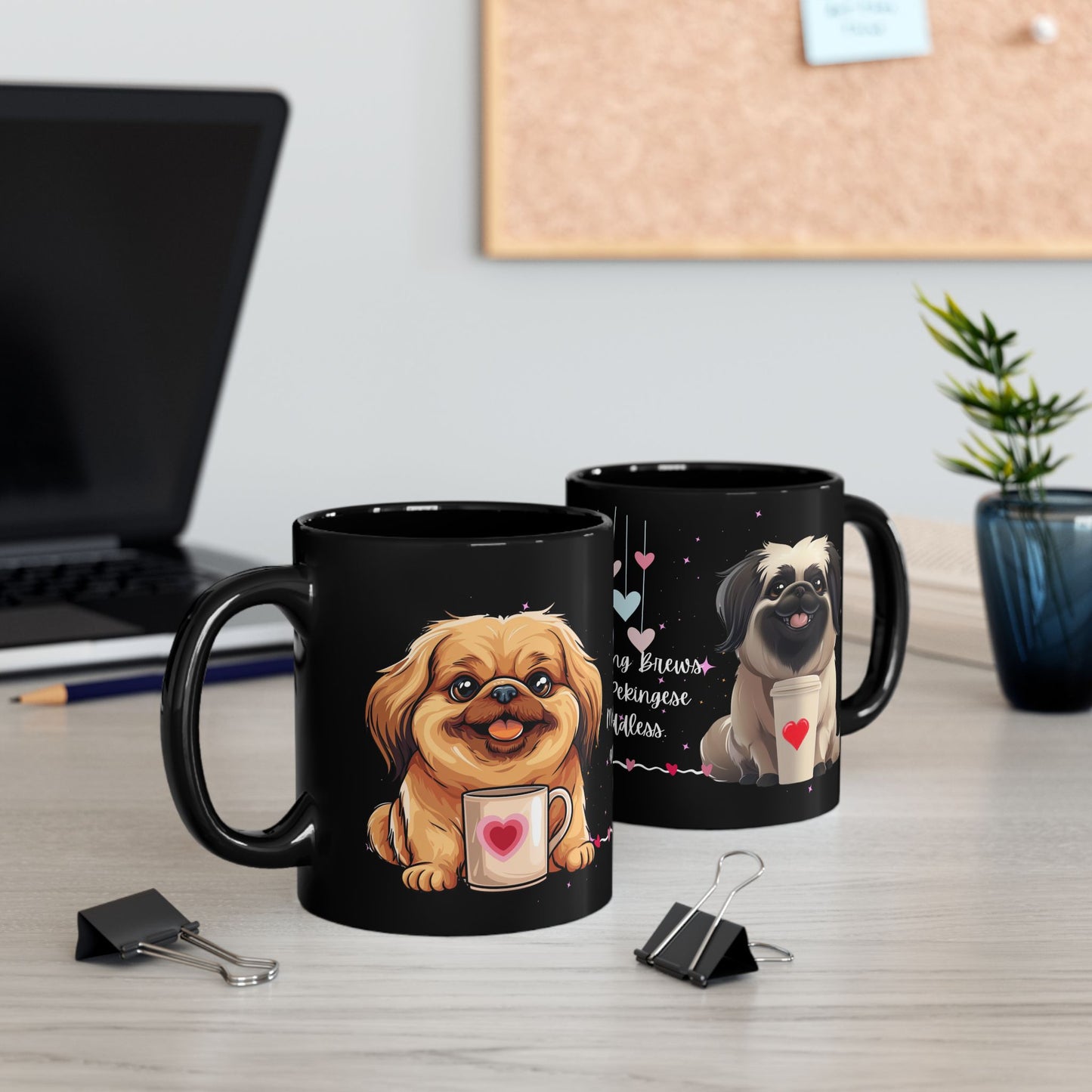 Morning Brews and Pekingese Cuddles - Black Mug (11oz, 15oz) - 10659