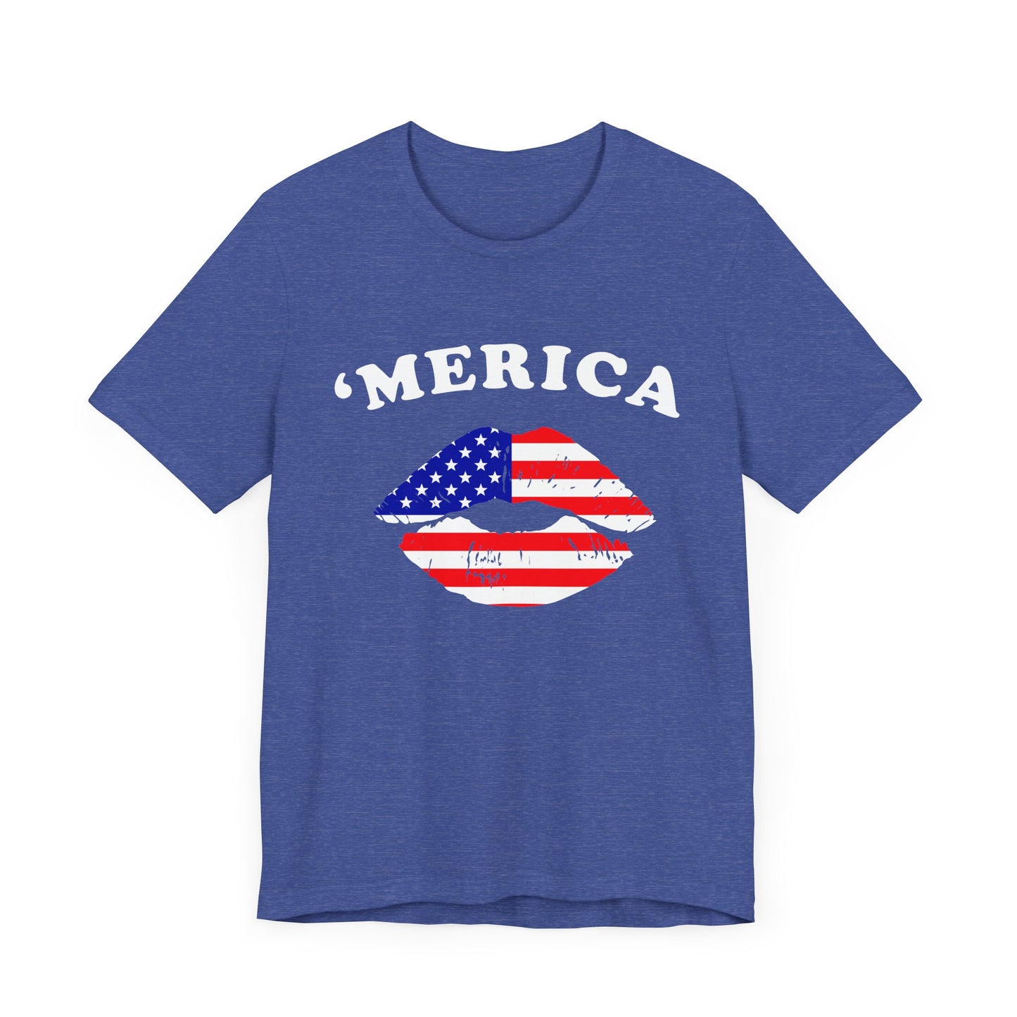 'Merica Unisex Jersey Tee, Patriotic Short Sleeve Shirt, USA Flag Design, Independence Day Apparel, Festival Wear, Summer Casual - 13519