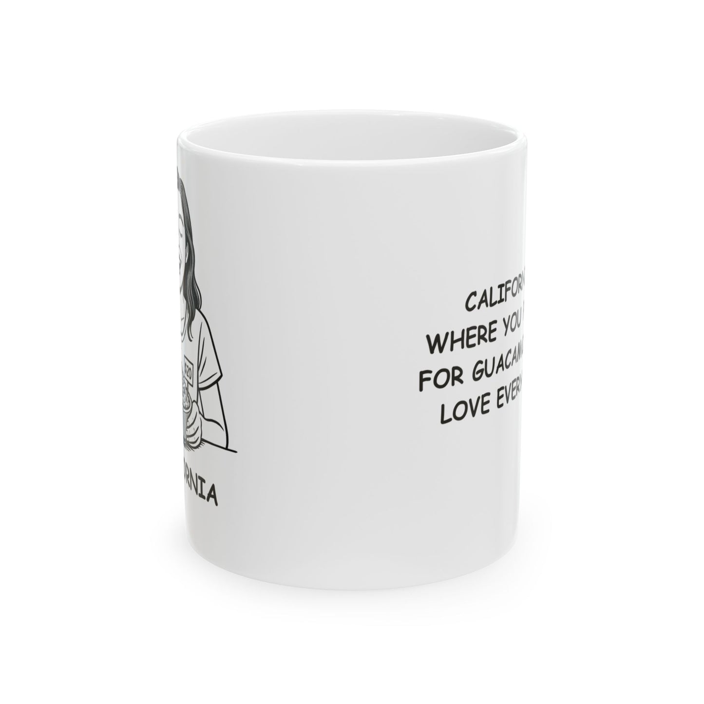 "California: Where you pay $20 for guacamole and love every bite." Ceramic Mug - 12736