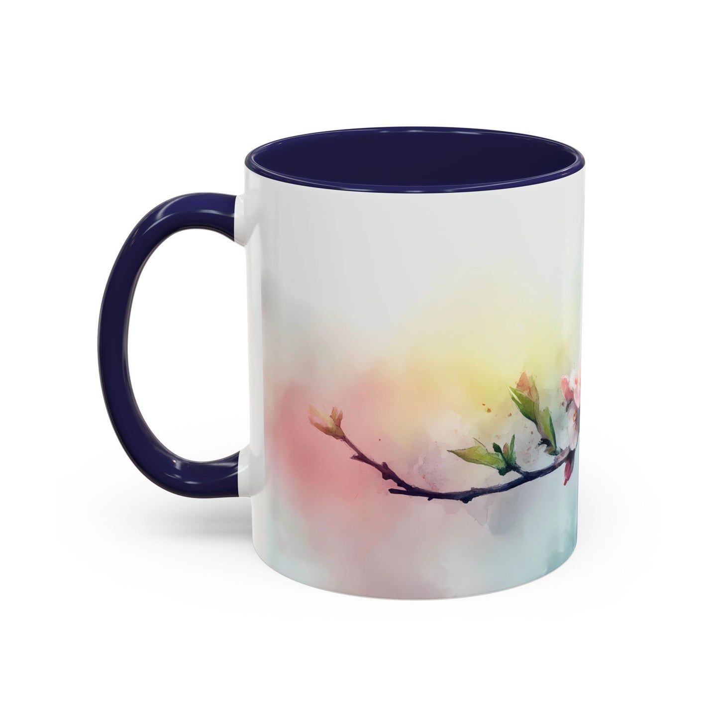 Whimsical Bird & Blossom Accent Coffee Mug - Perfect for Nature Lovers - 11886