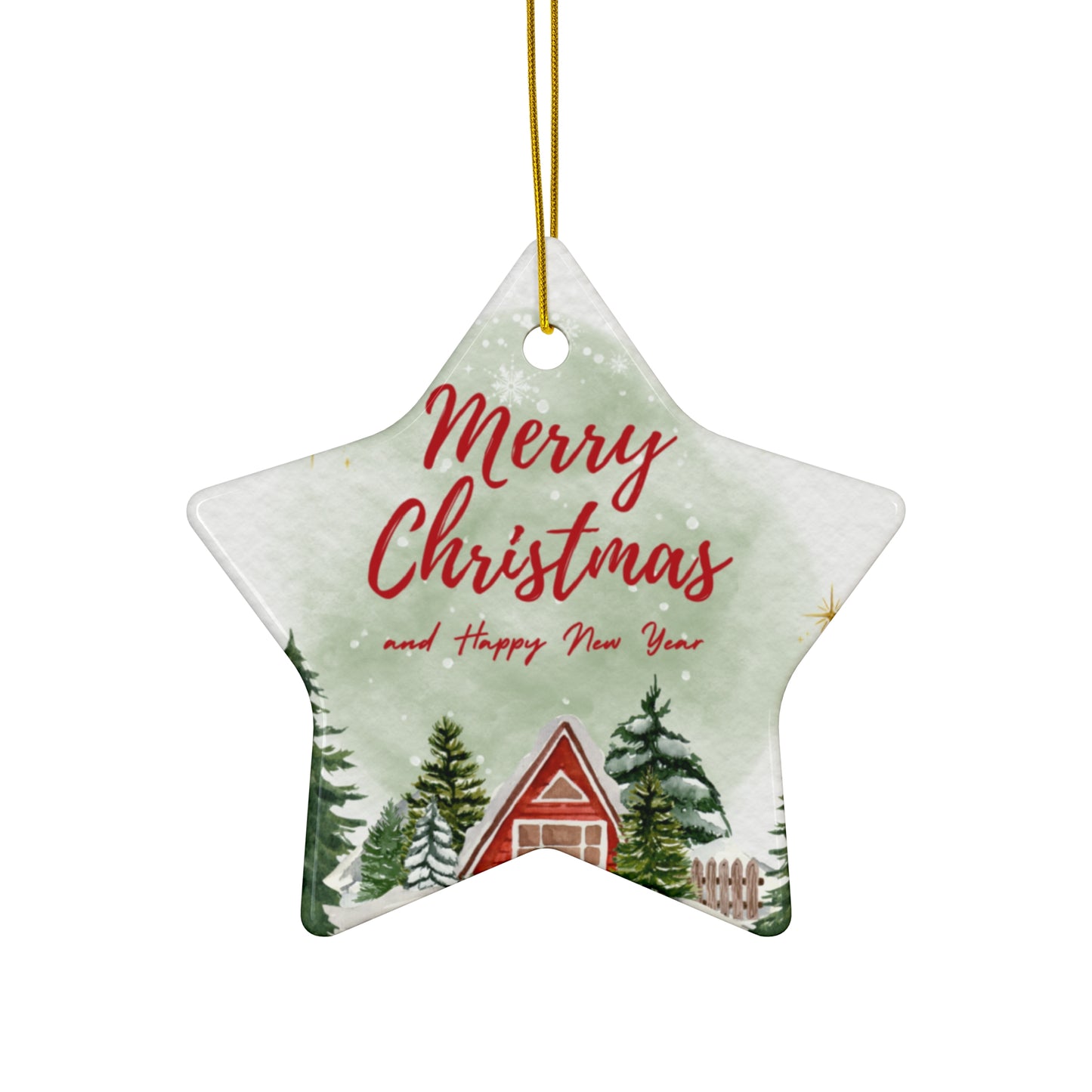 Merry Christmas & Happy New Year - Ceramic Ornament, 4 Shapes