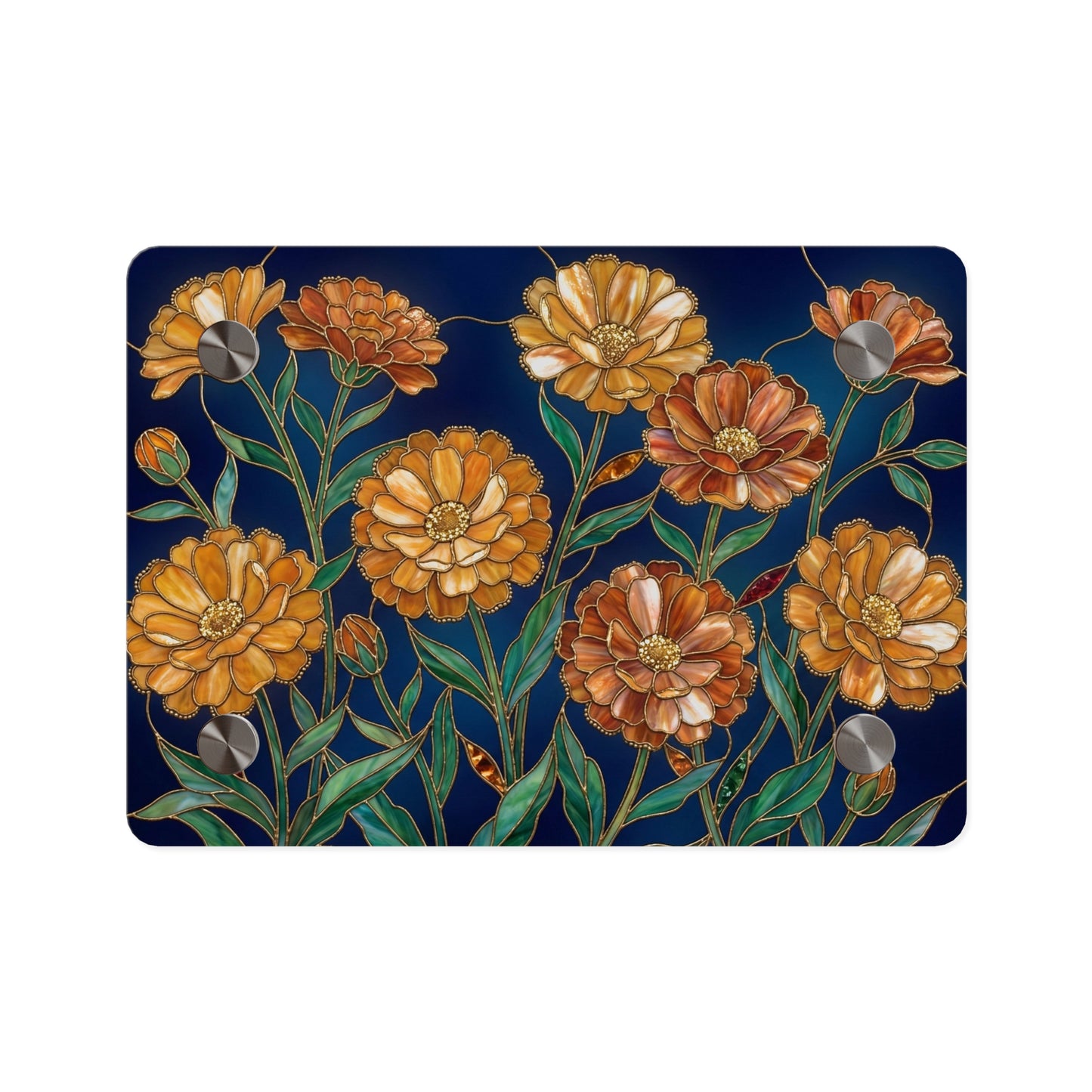 Marigold Bloom Acrylic Wall Art Panel — Botanical Floral Home Decor - 14608